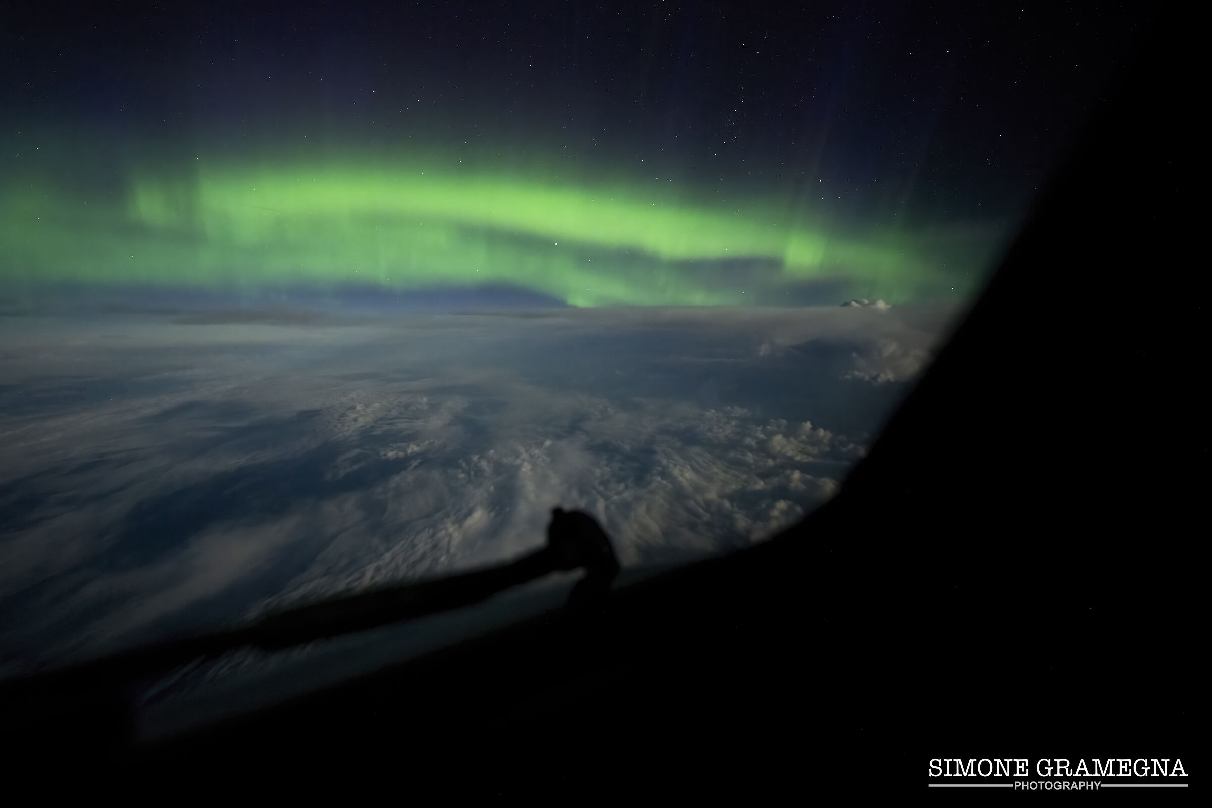 Northern Lights flying over the Atlantic