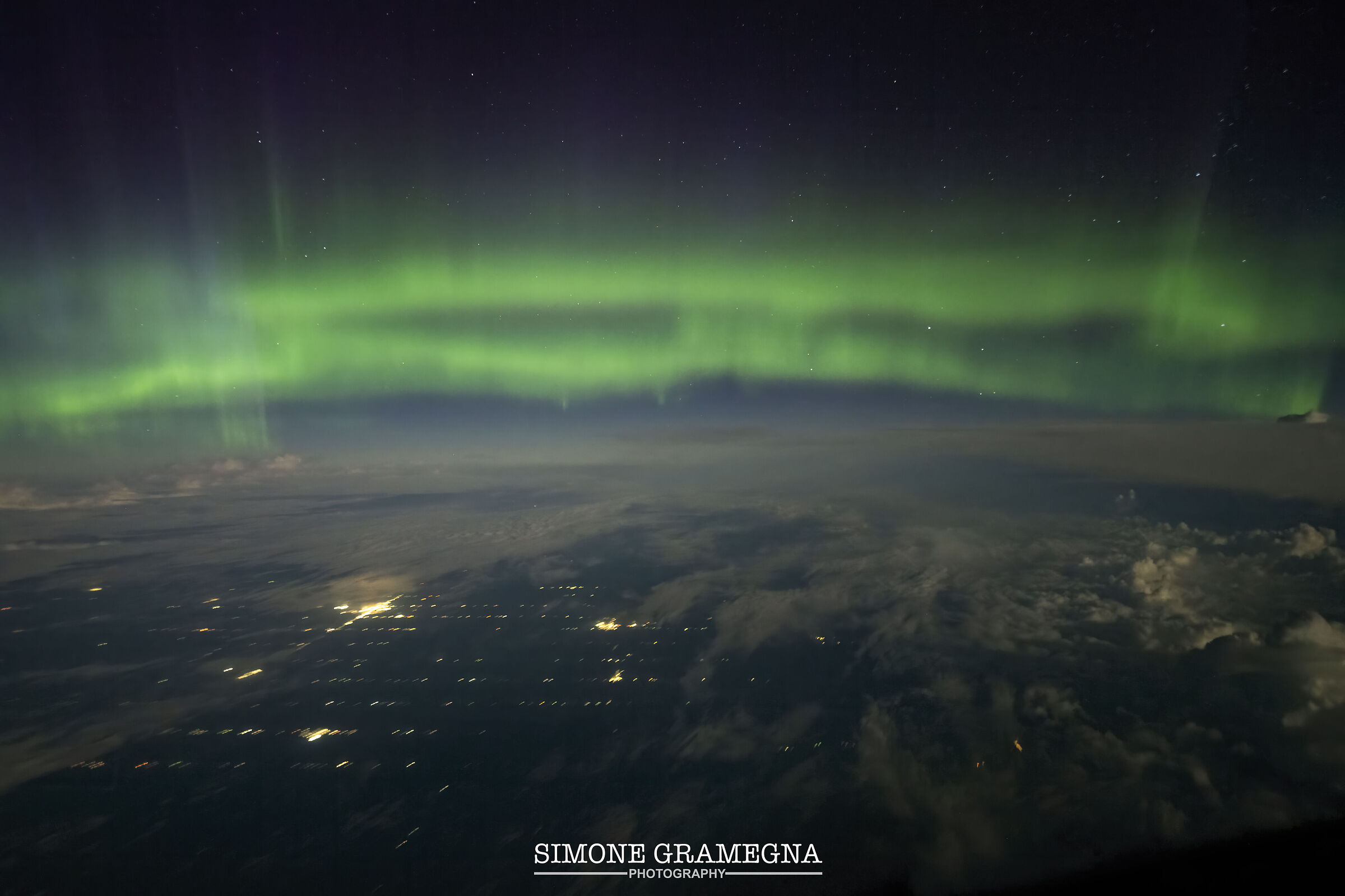 Northern Lights flying over the Atlantic