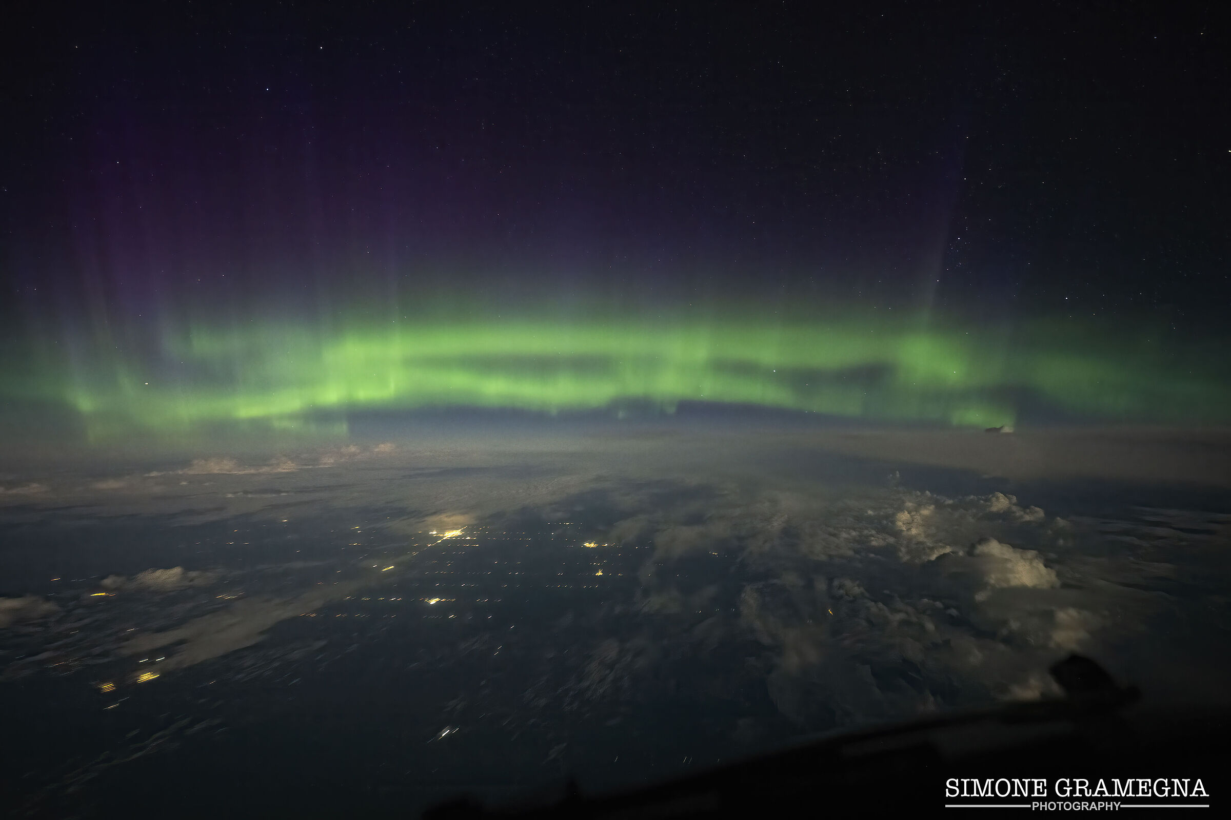 Northern Lights flying over the Atlantic