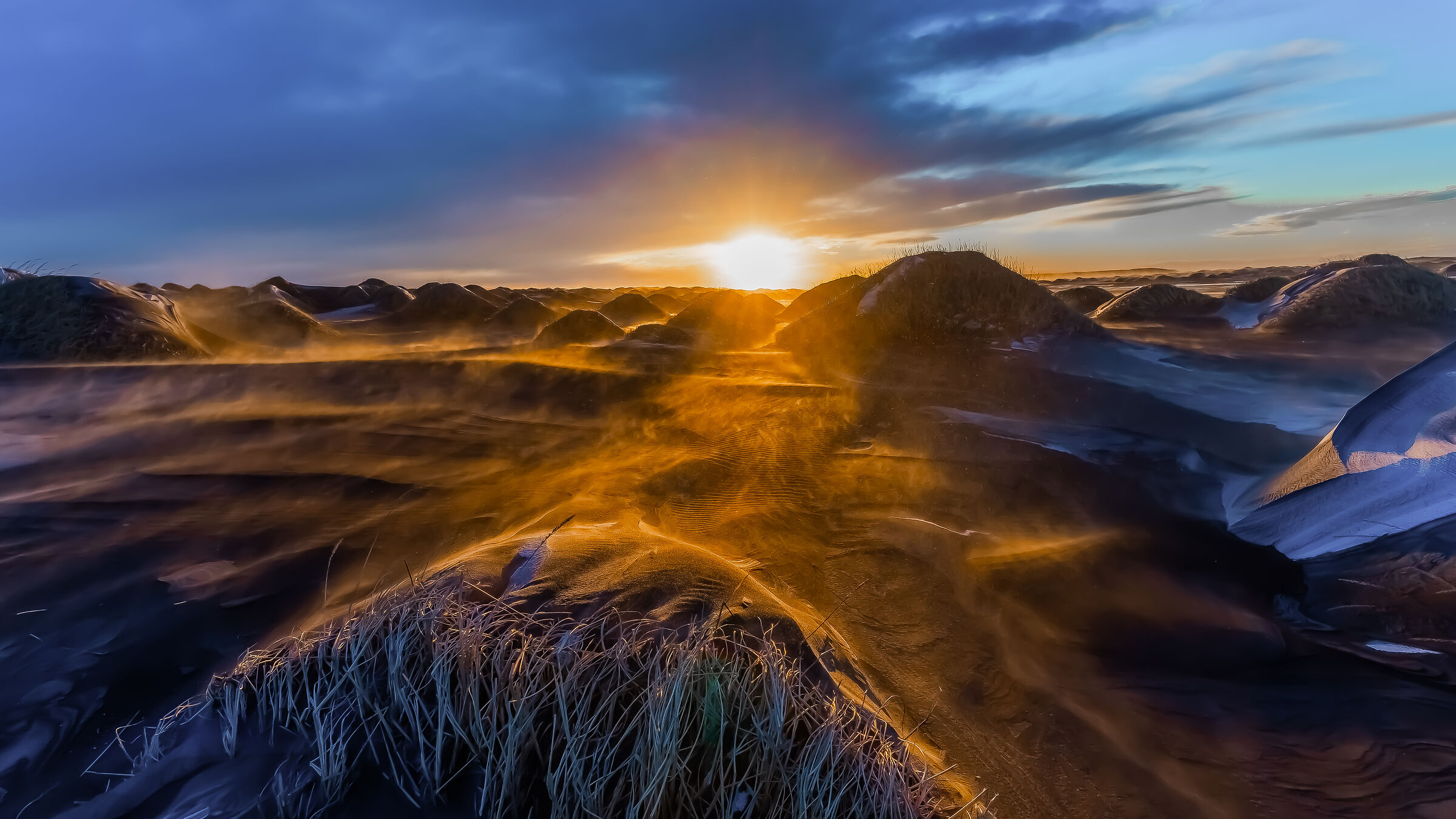 Sand storm at Vestrahorn