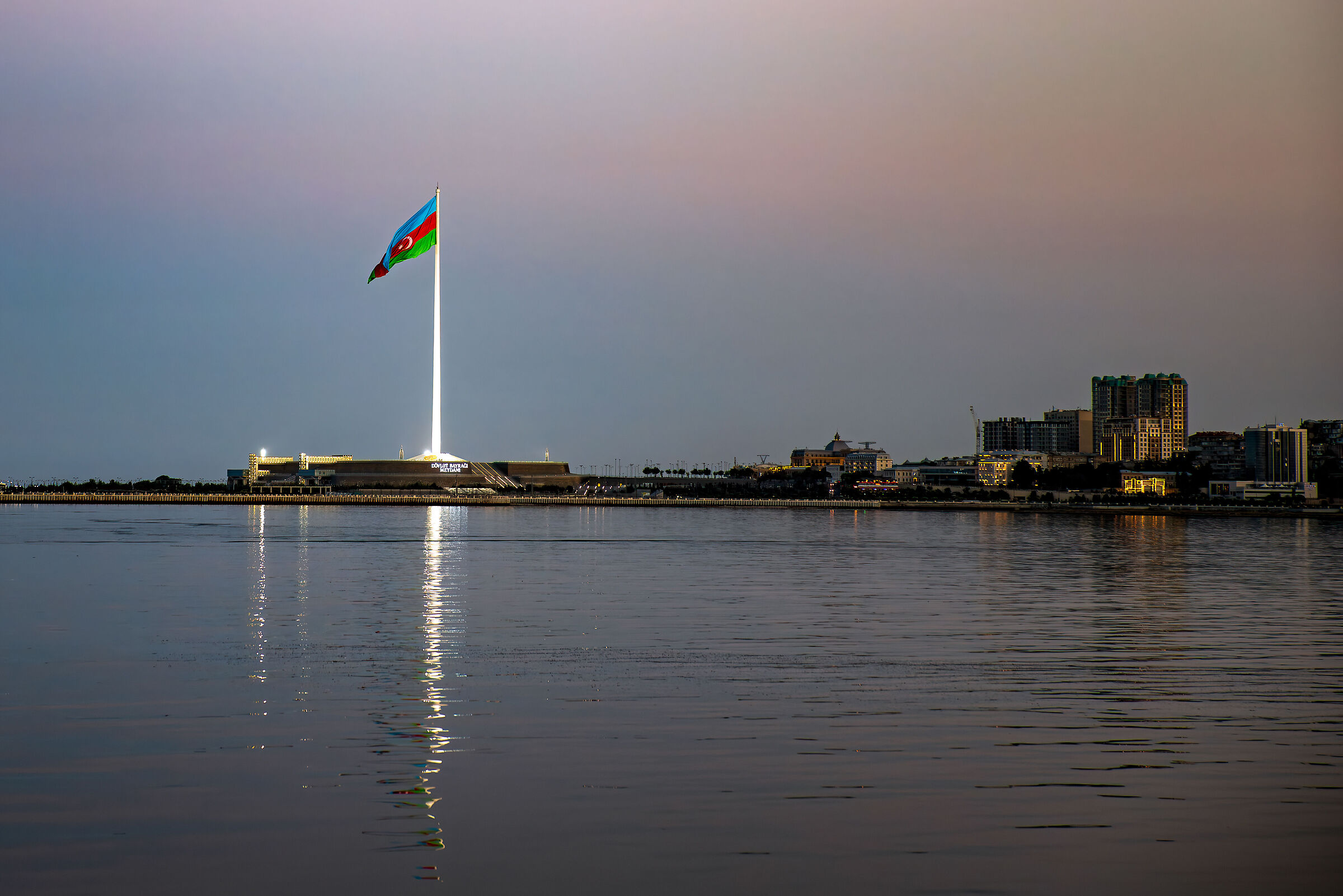 The big flag of Azerbaijan in Baku