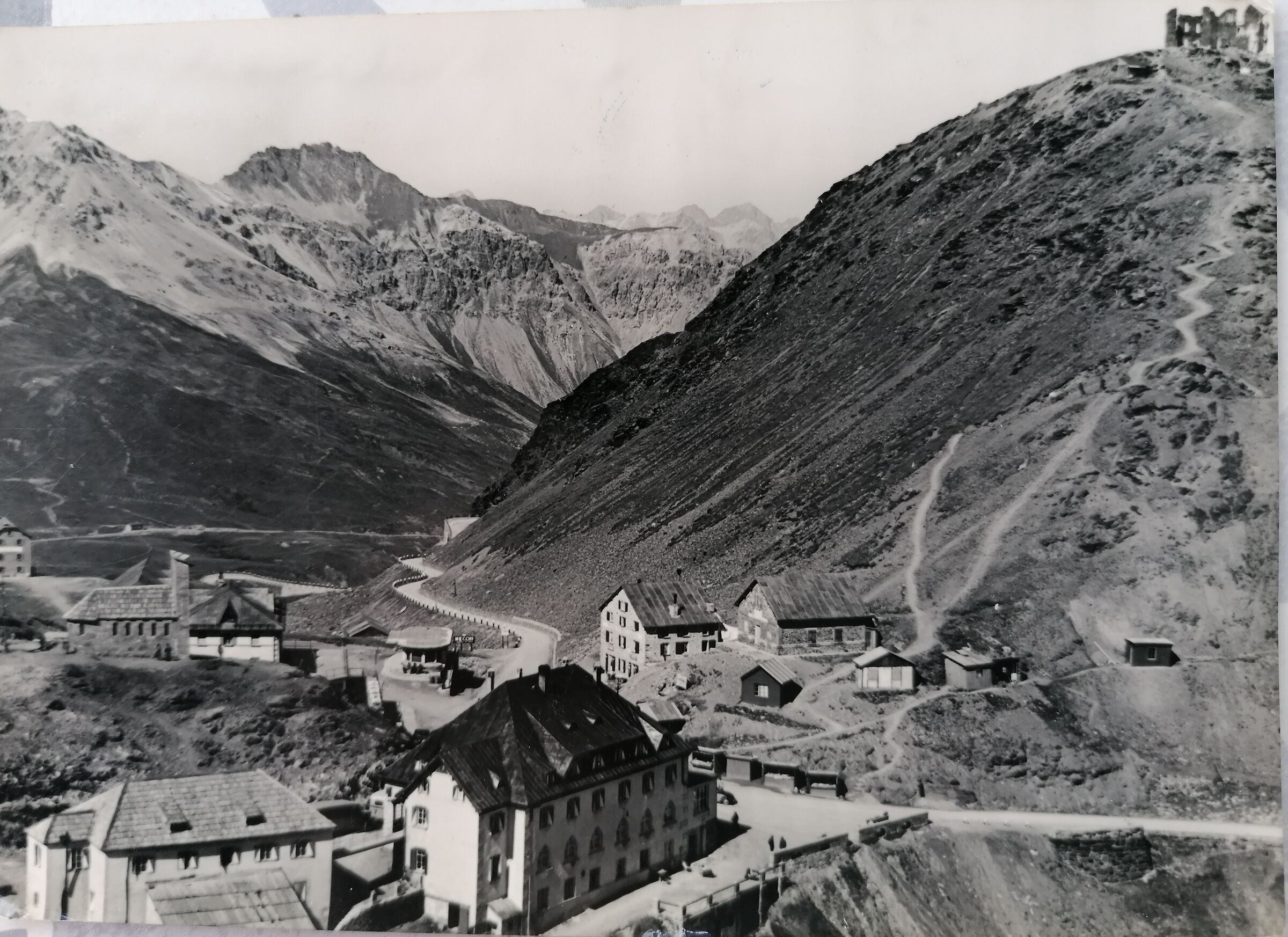 An old postcard of the Stelvio Pass still unpaved