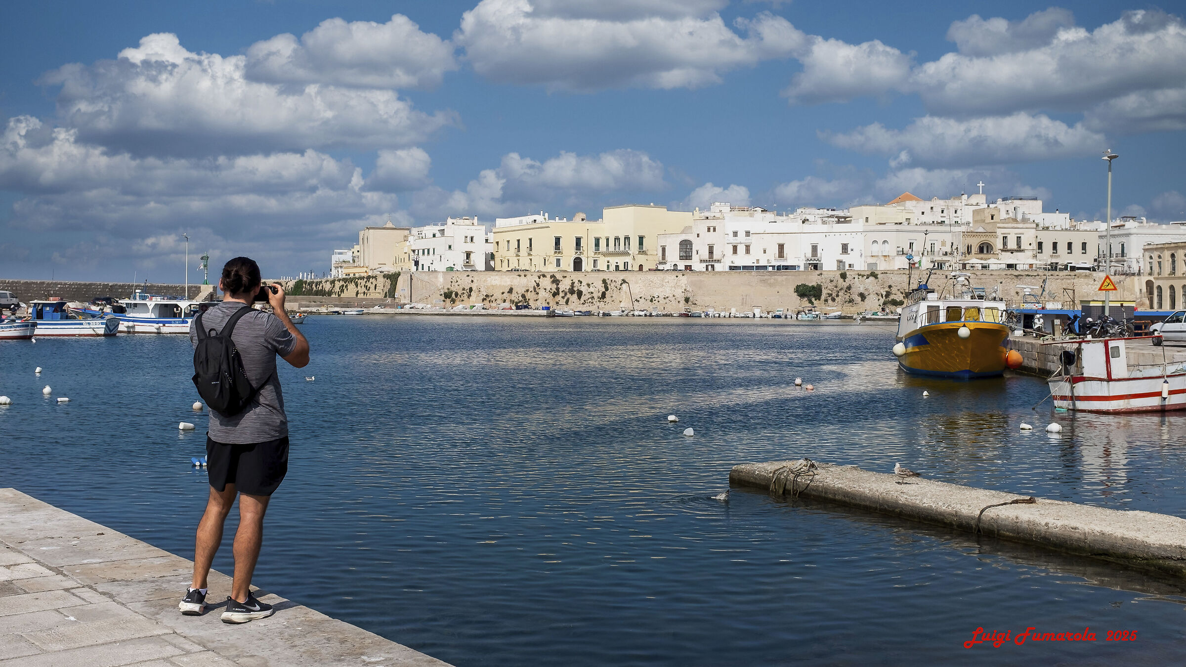 Walking on the dock.