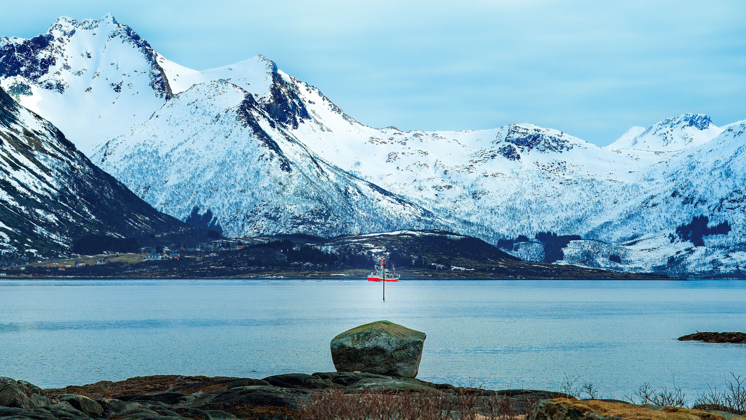 View behind Gimsøy Church