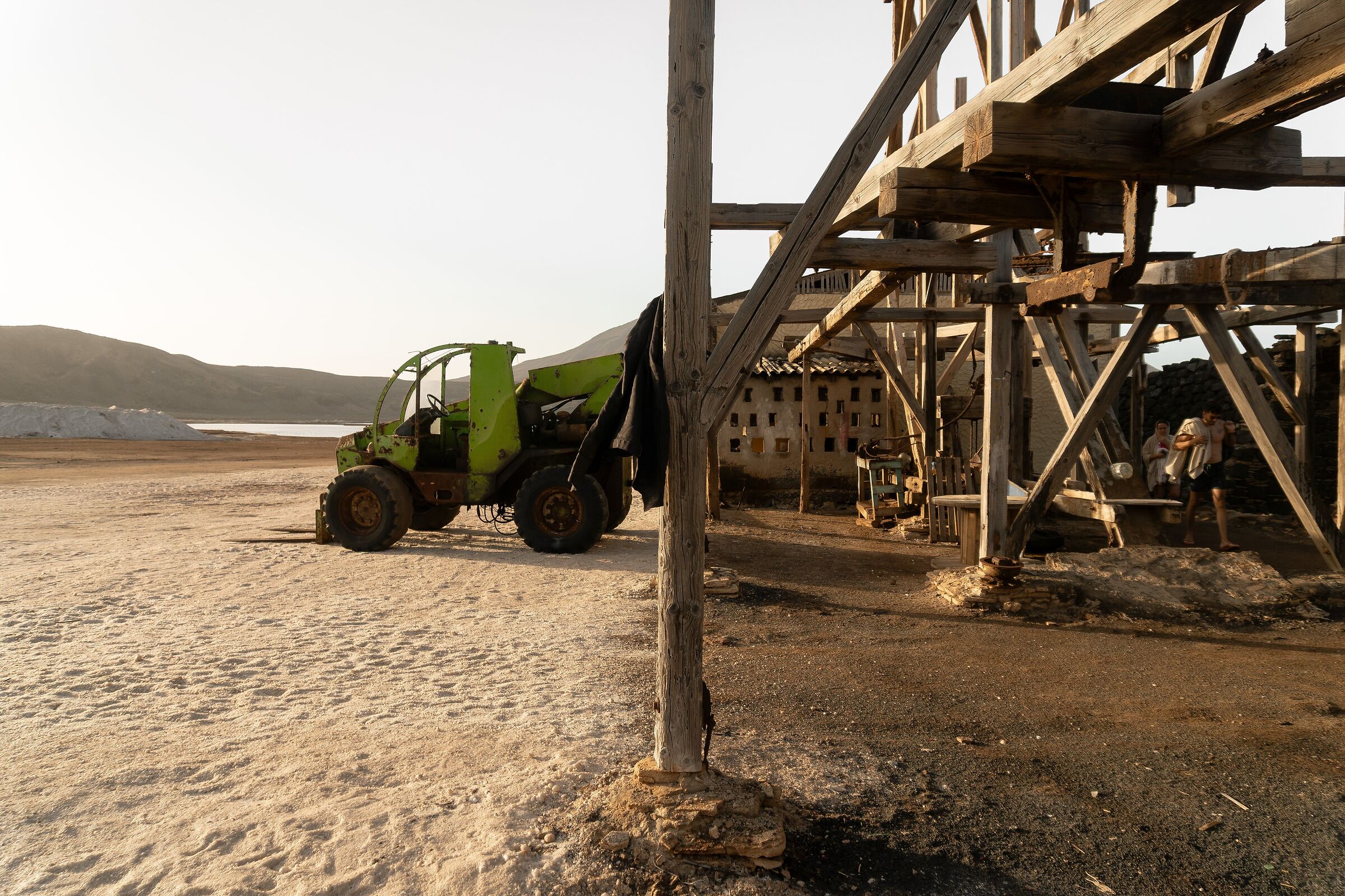 Excavator in the Sal Salt Pan