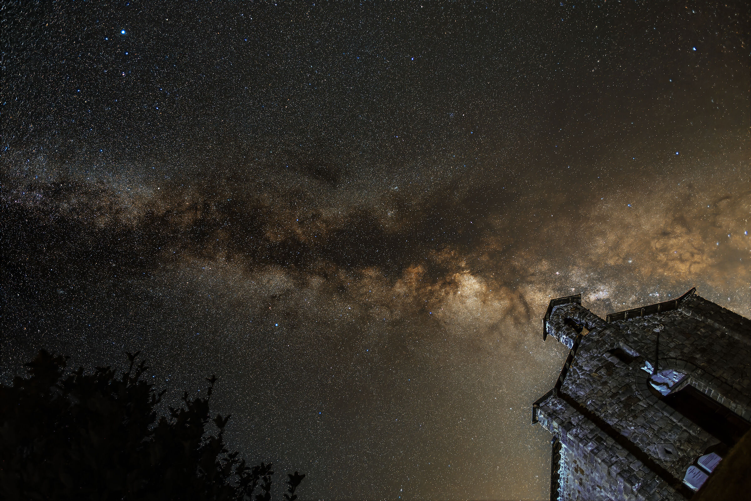 The little church of Cirone under a sea of stars