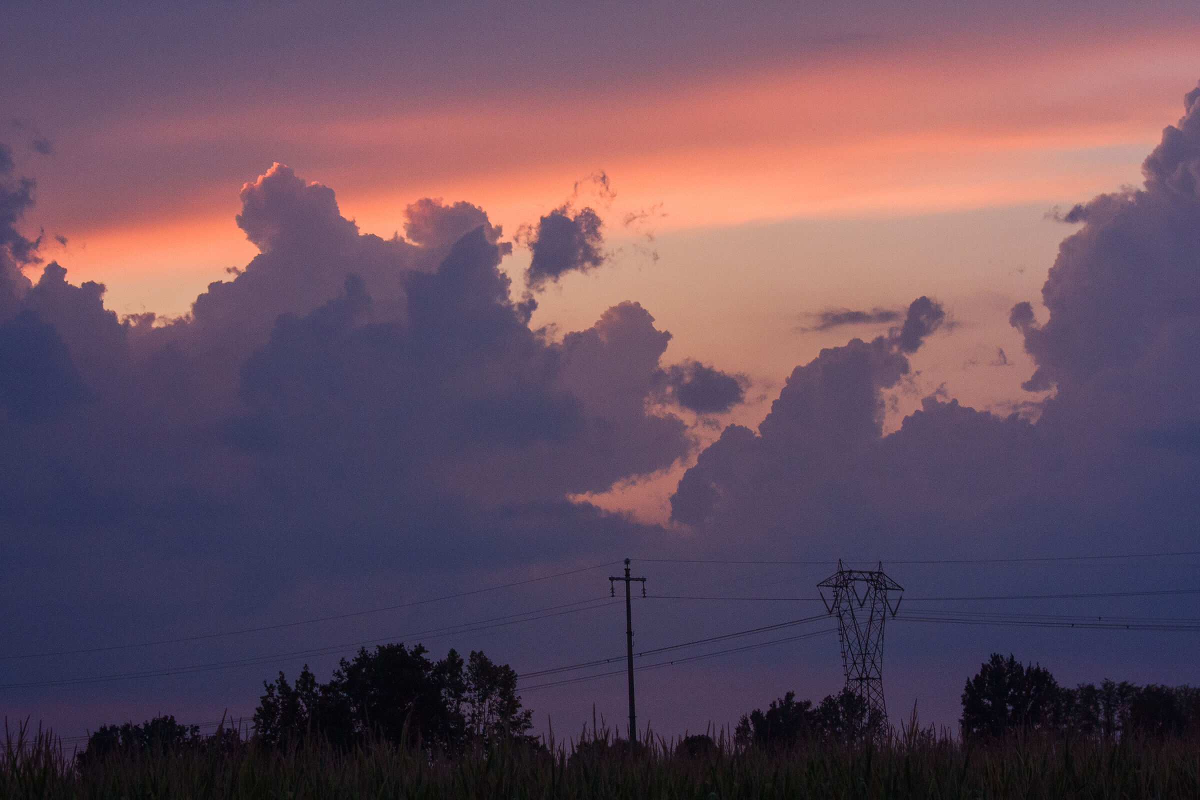 Ombre elettriche sotto un cielo di fuoco