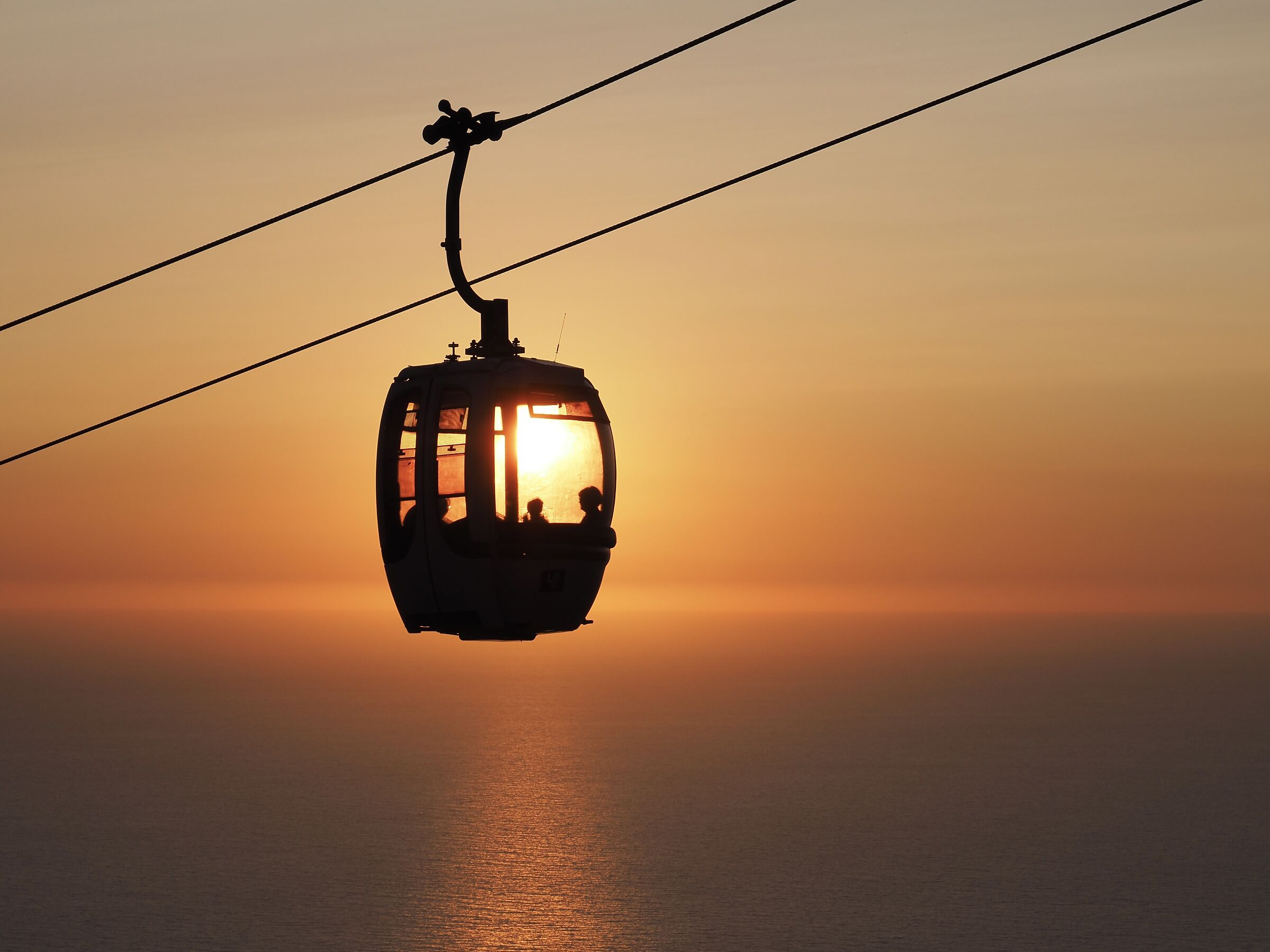 Cable car at sunset