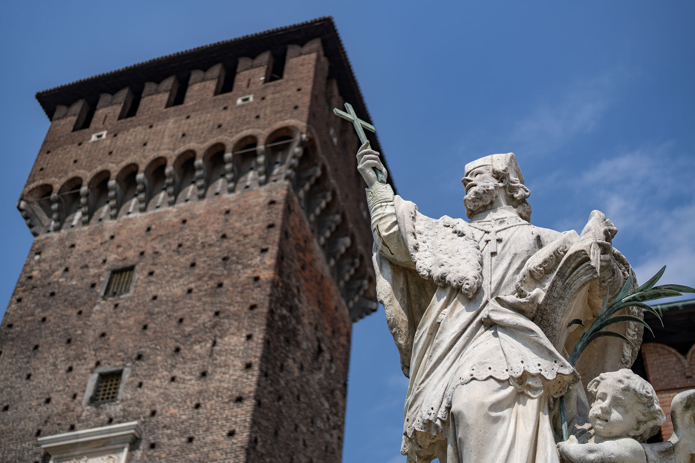 Statue of St. John of Nepomuk and Tower of Bona - 4
