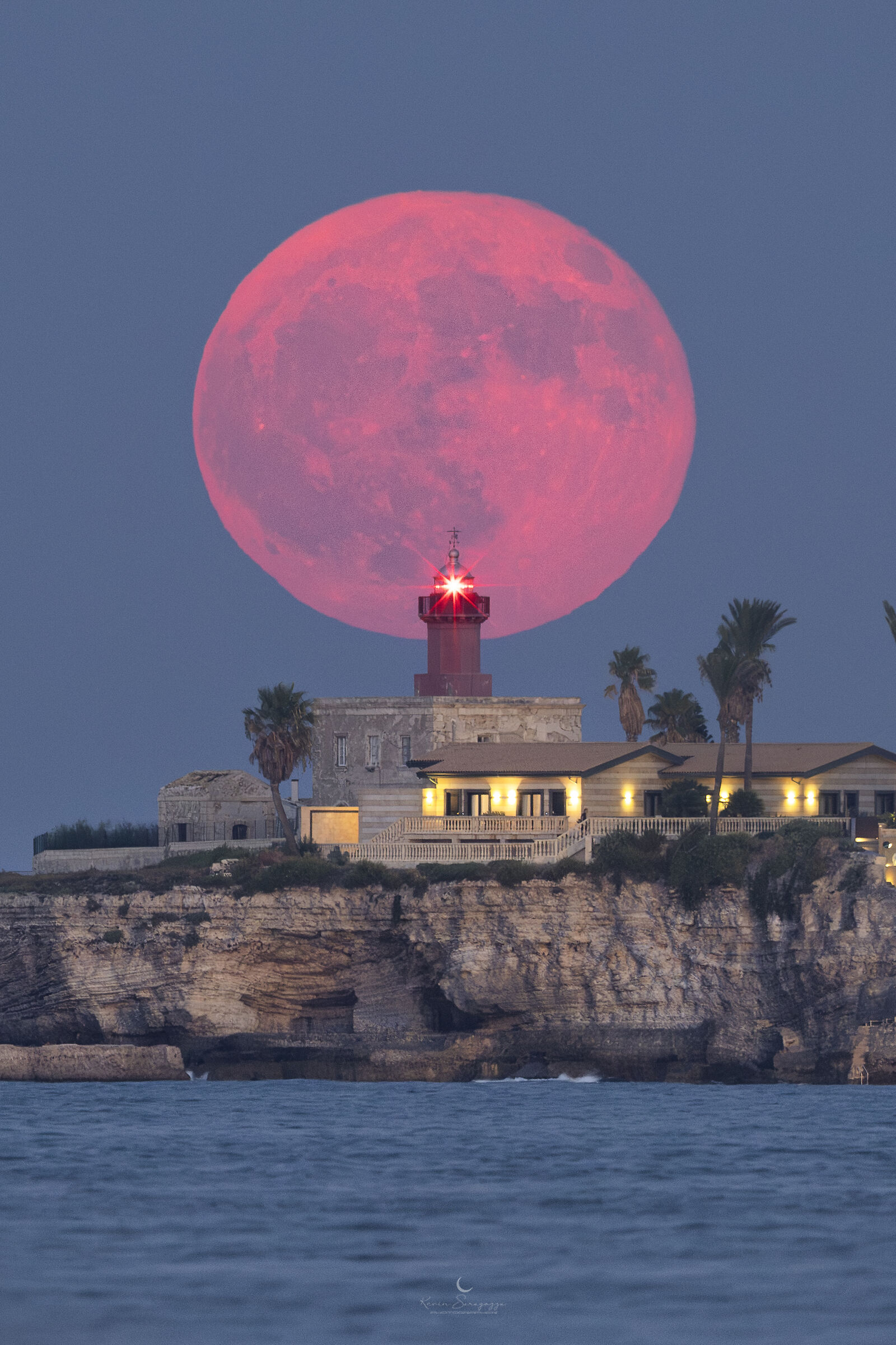Full Moon of the Sturgeon Massolivieri Lighthouse Syracuse