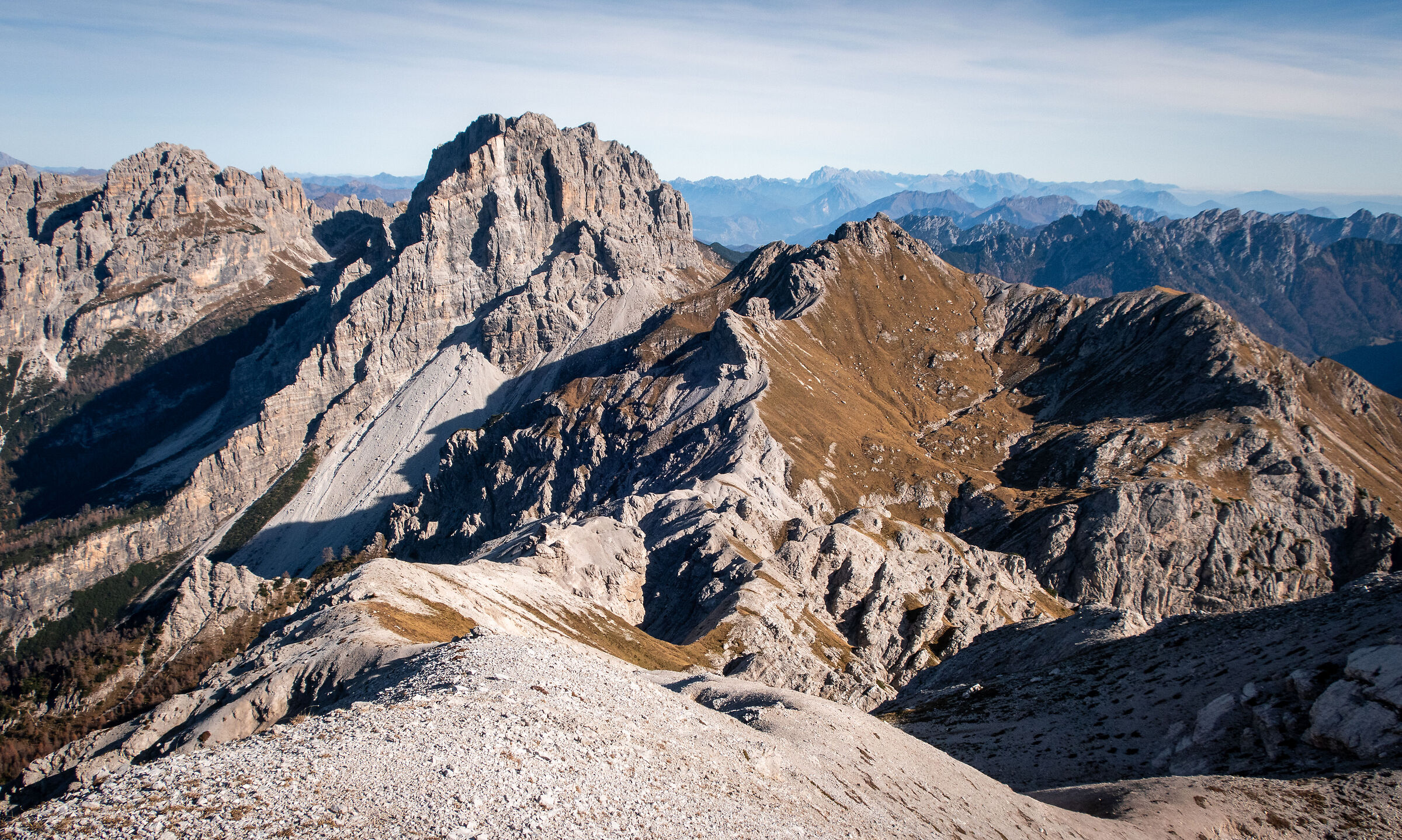 Monte Pramaggiore from the ridges of the Cime Postegae
