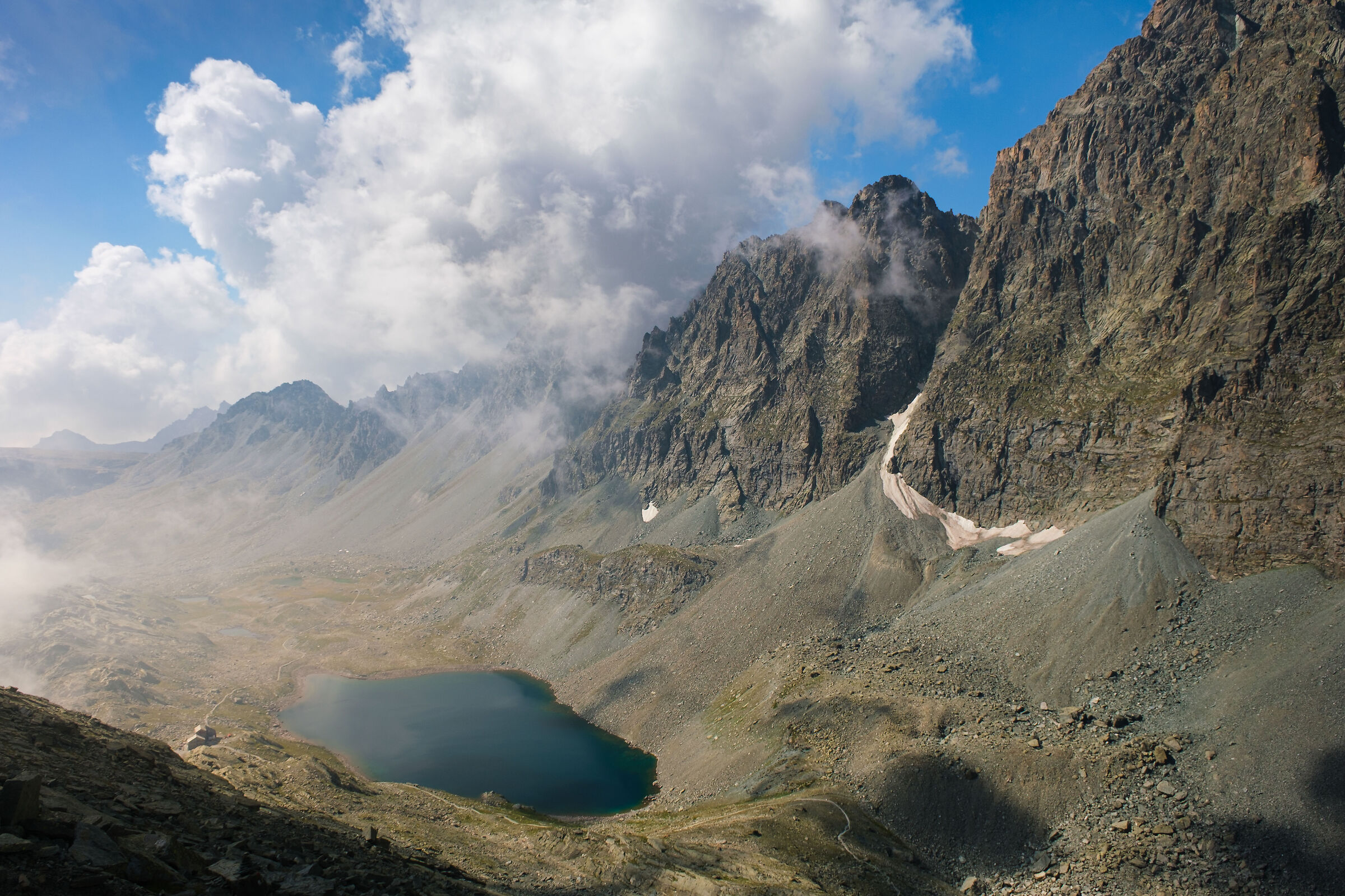 Lago Grande di Viso with Quintino Sella Refuge
