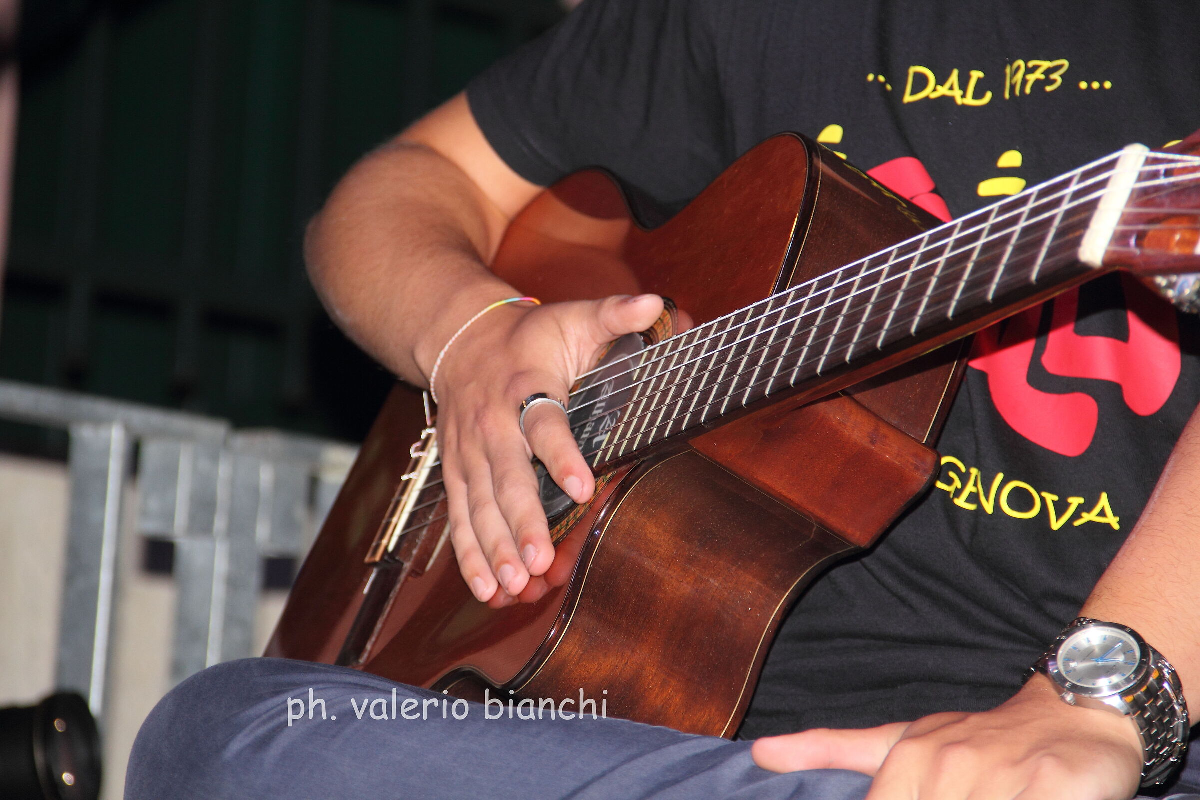 The guitarist's hand