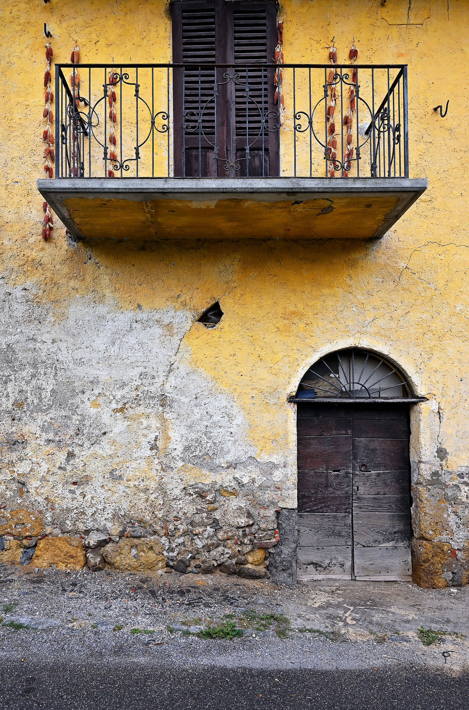 ... old door with panoramic balcony