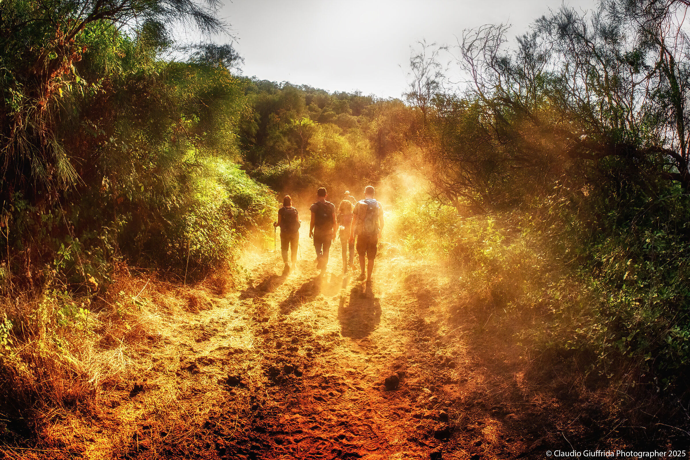 Hiking through dusty paths.