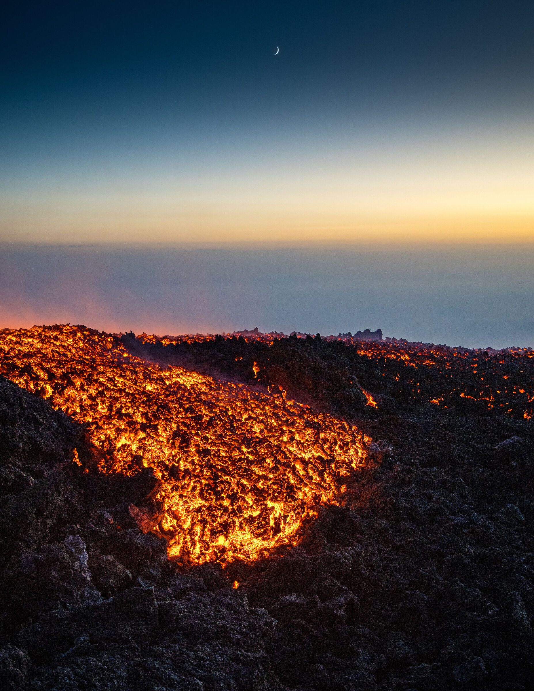 Lava and crescent moon