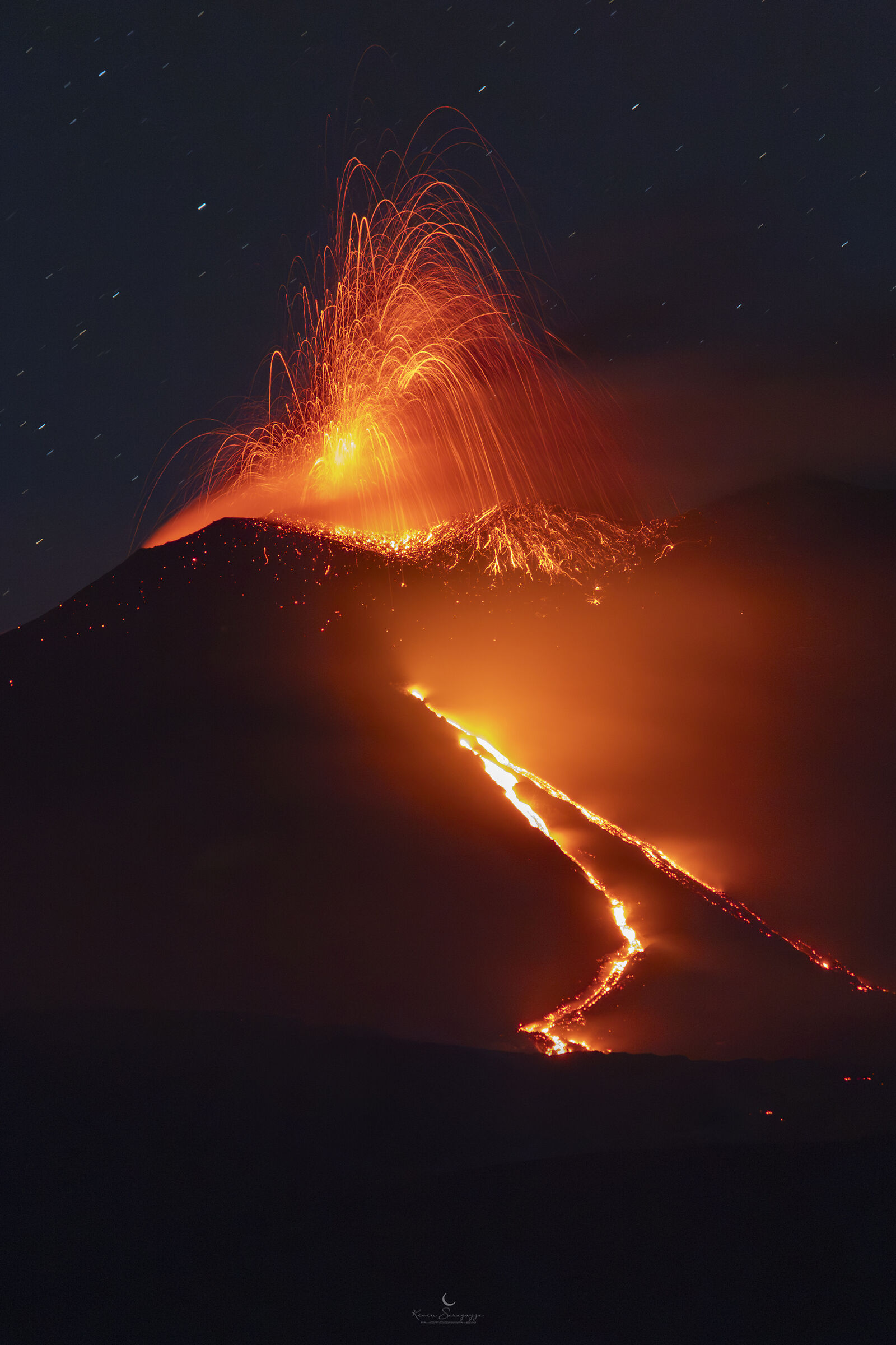 Strombolian activity with lava flow
