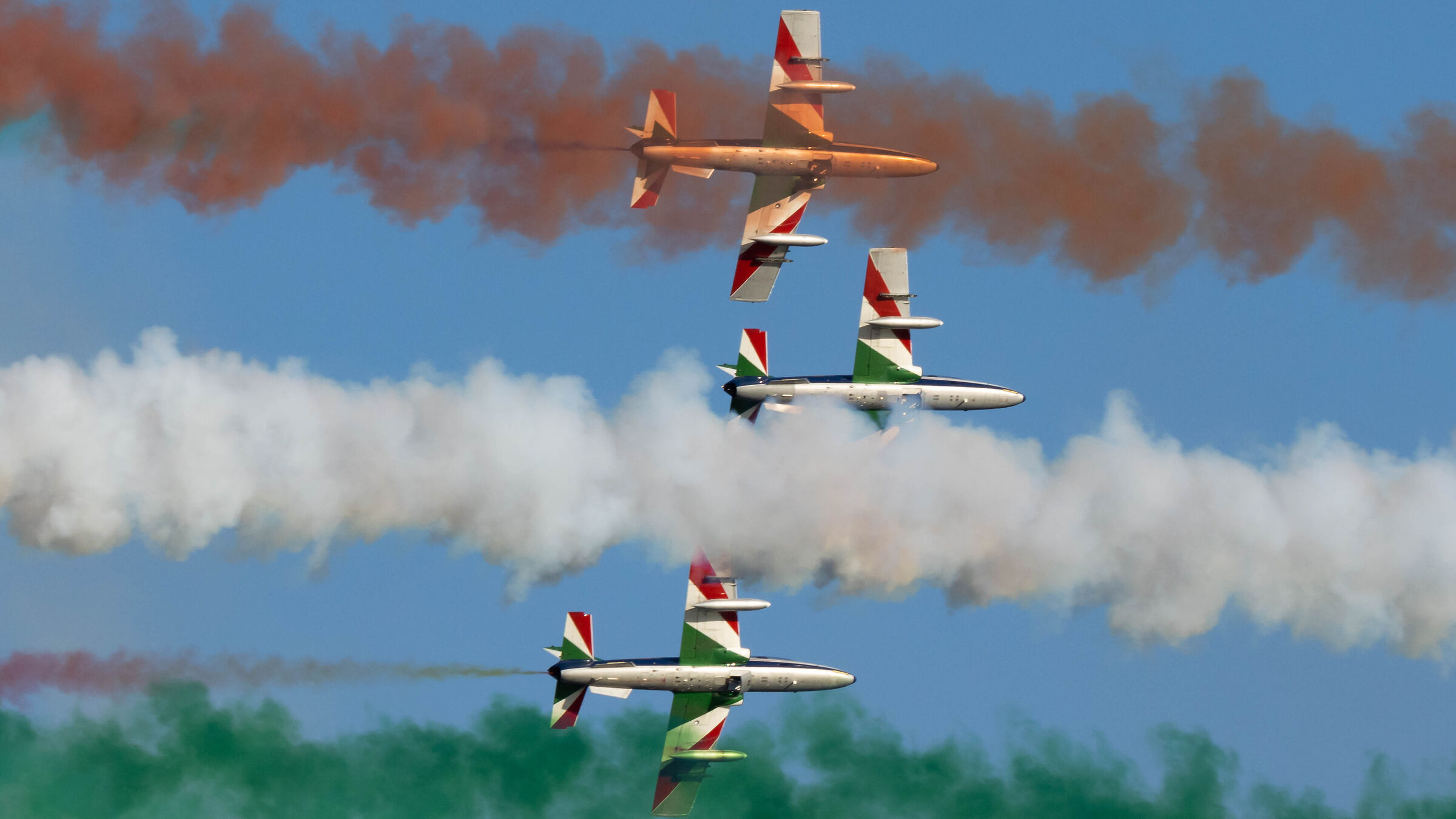 Flight through the clouds in three colors
