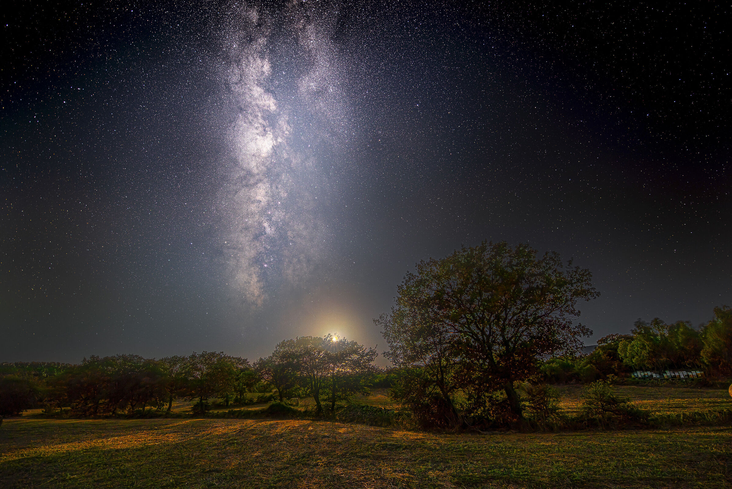 The Milky Way and the Setting Moon
