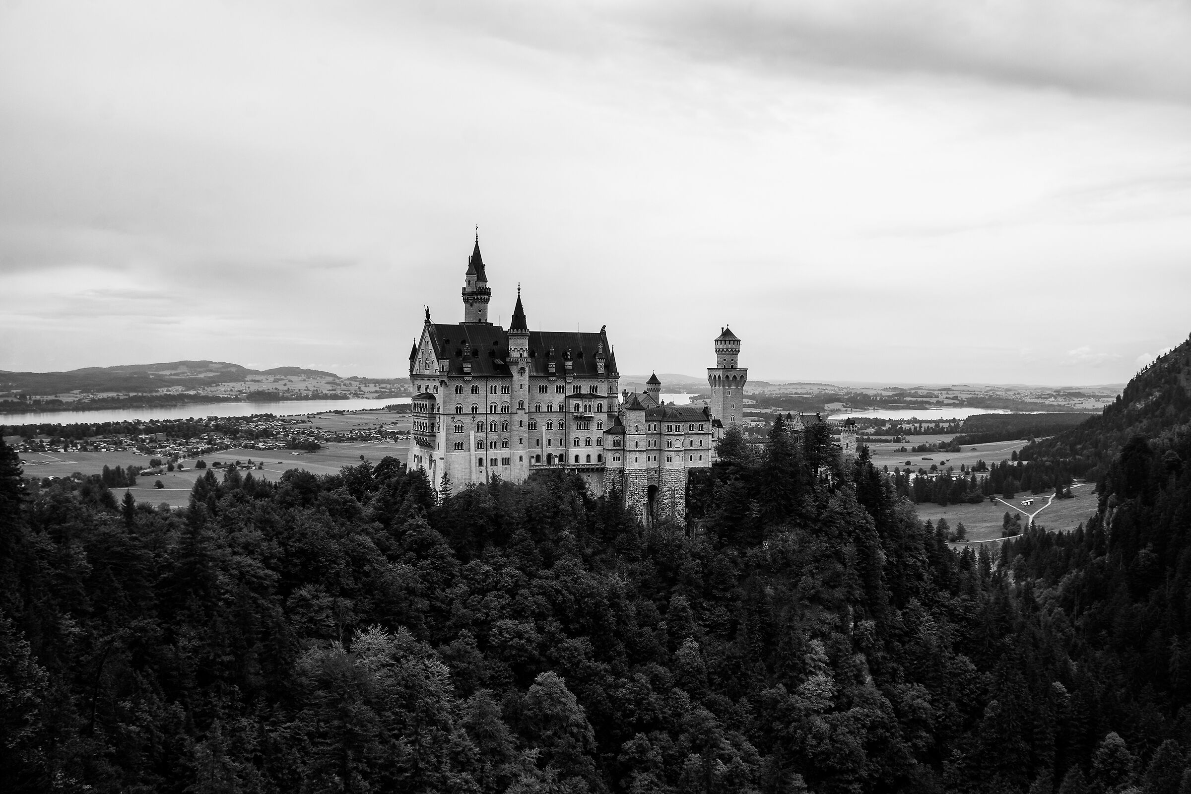 Il fiabesco Castello di Neuschwanstein bn