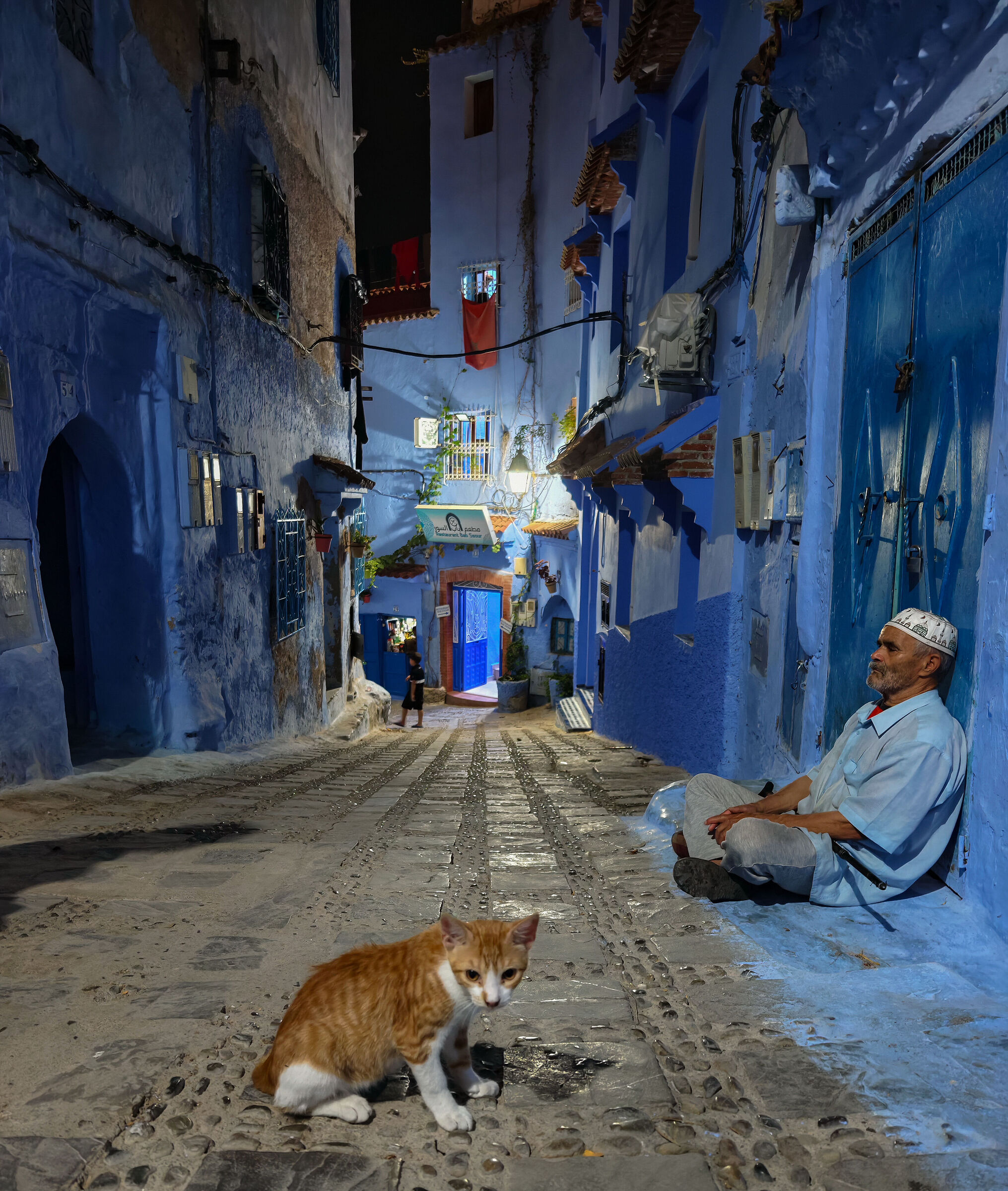 In the blue painted blue