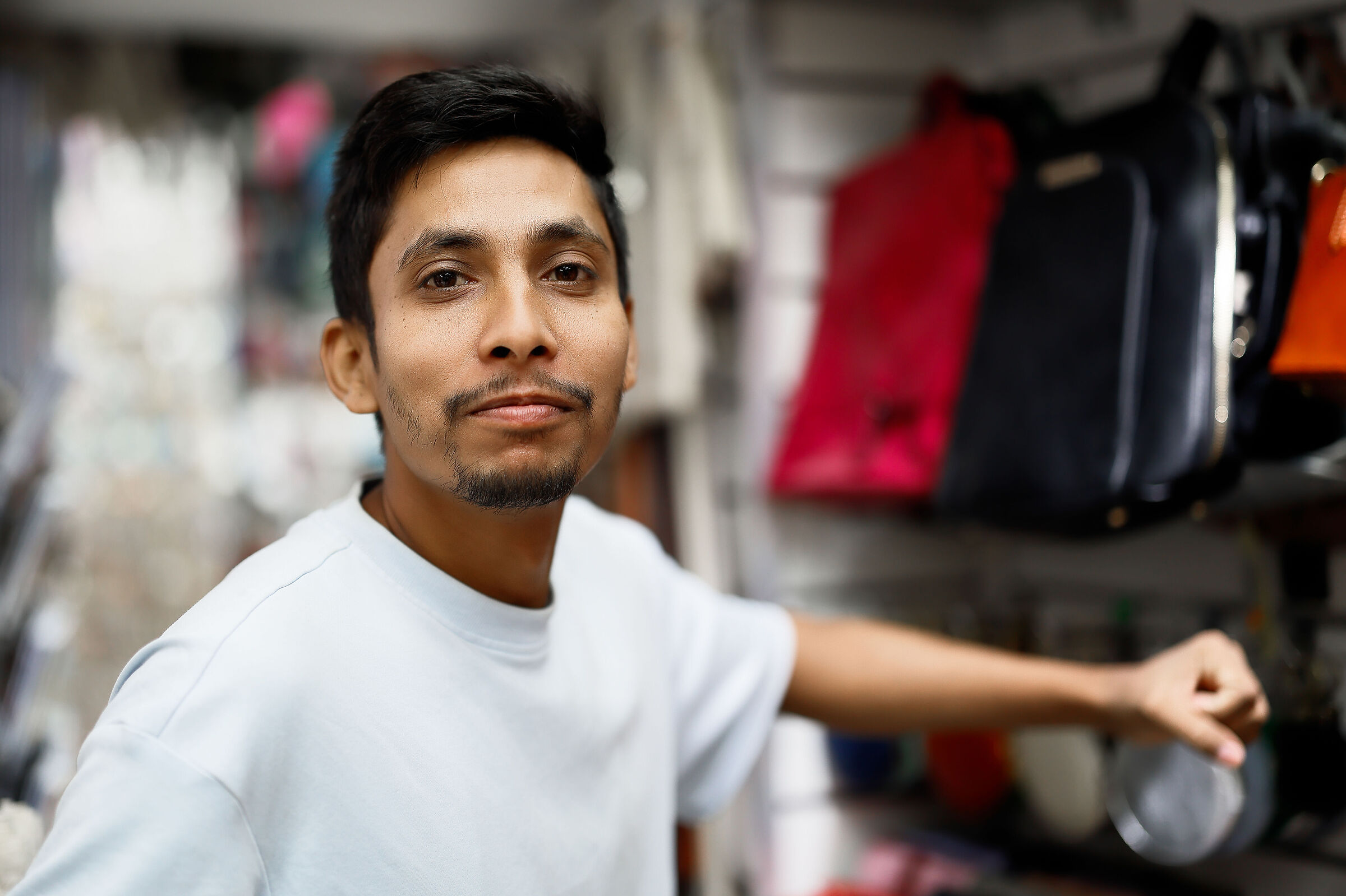 The man of the leather bags
