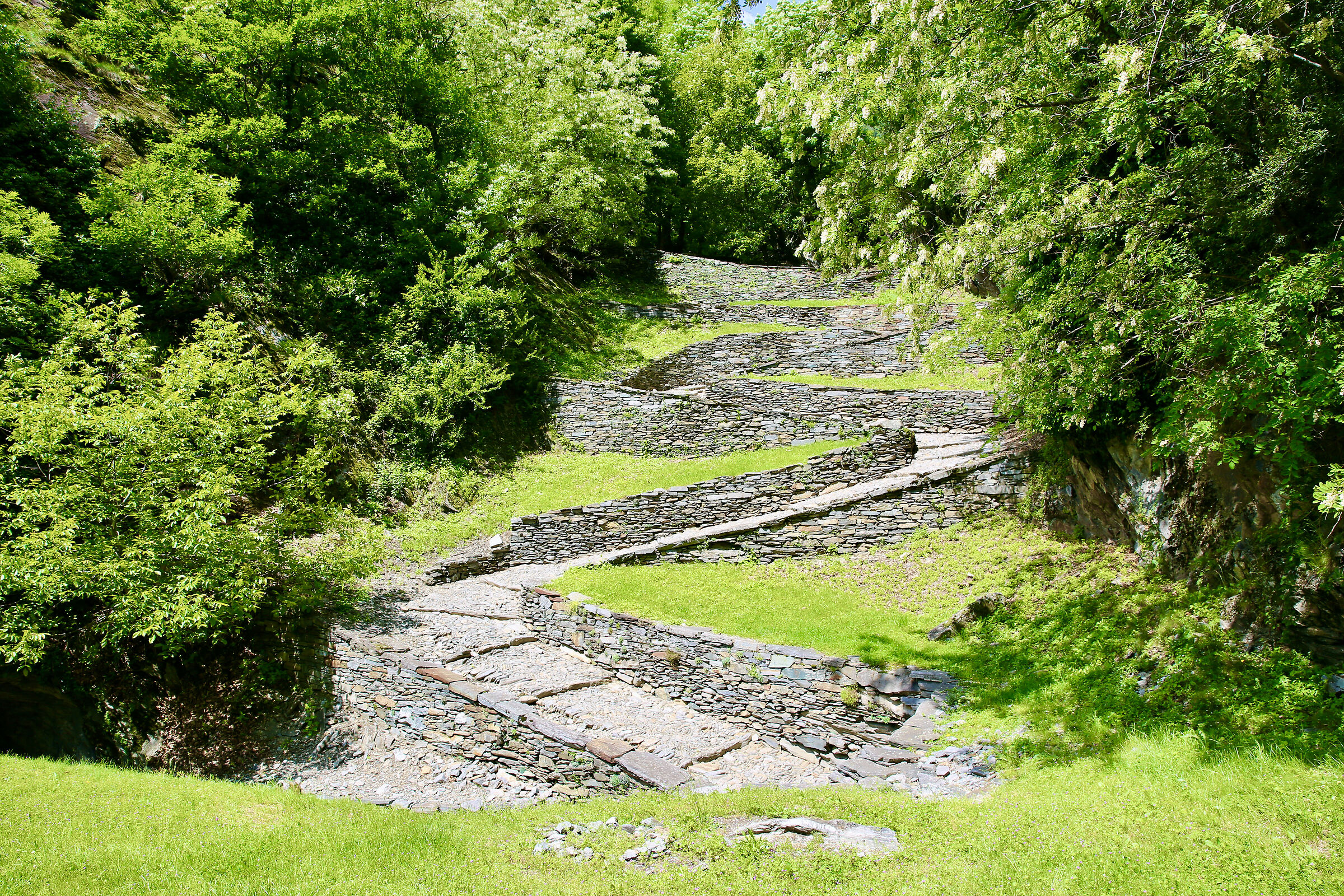 Along the cobbled hairpin bends of the ancient mule track