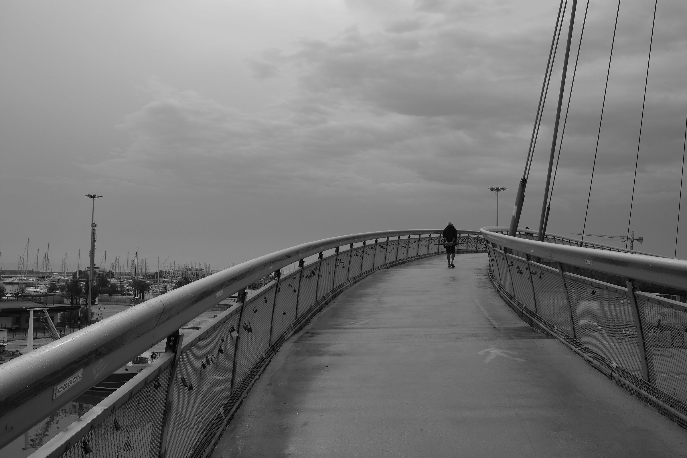 Walking on the bridge... in the rain
