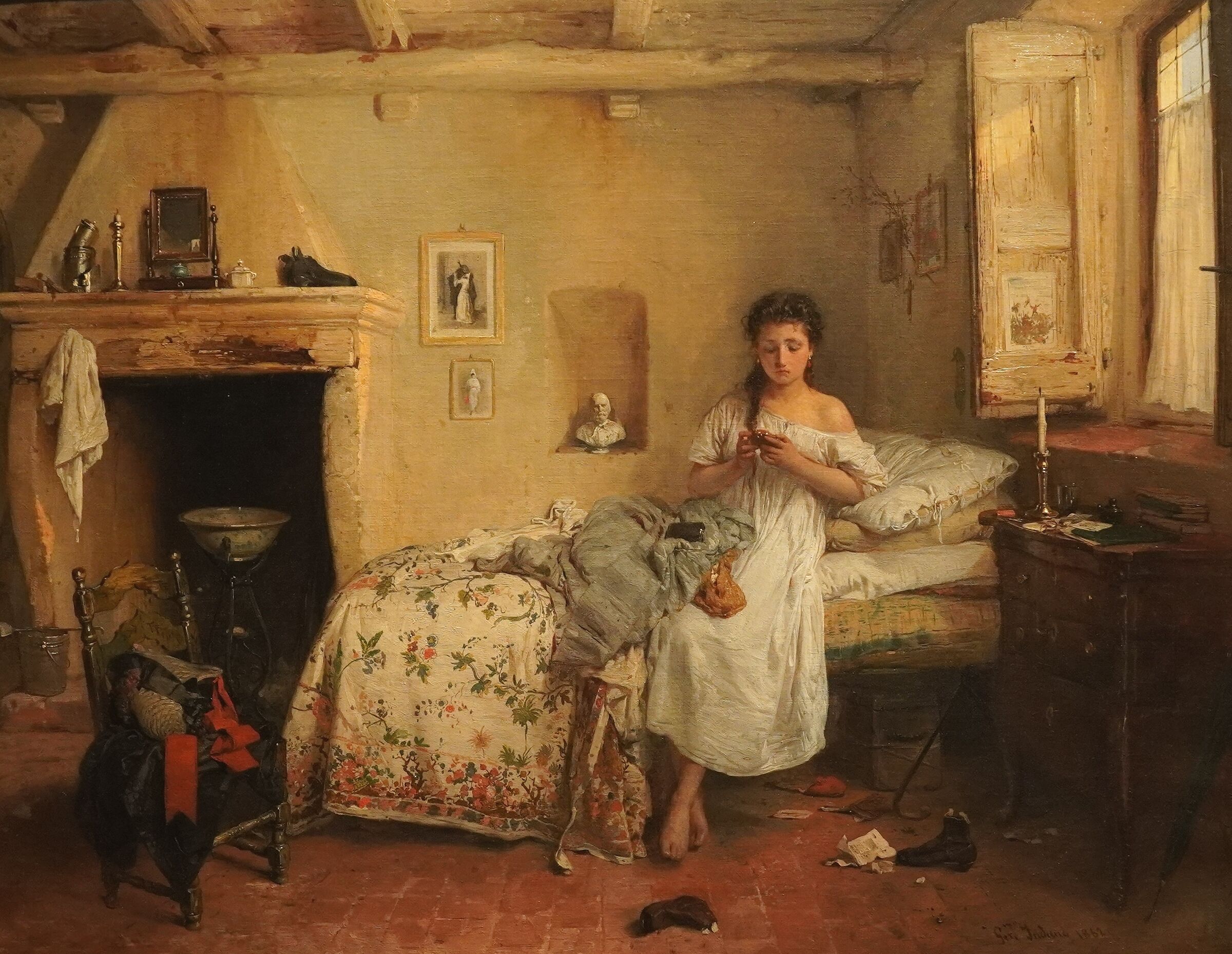 Gerolamo Induno - Triste presentimento (1862)