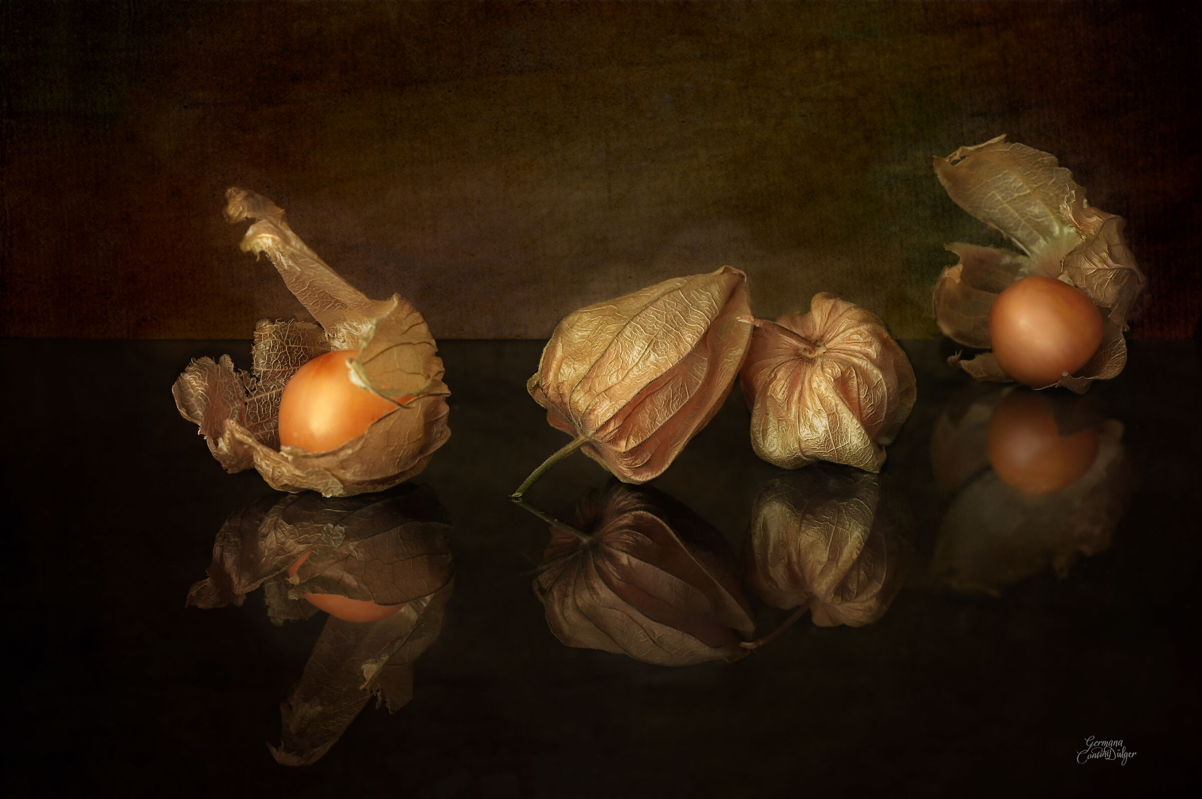 Gooseberries with reflection