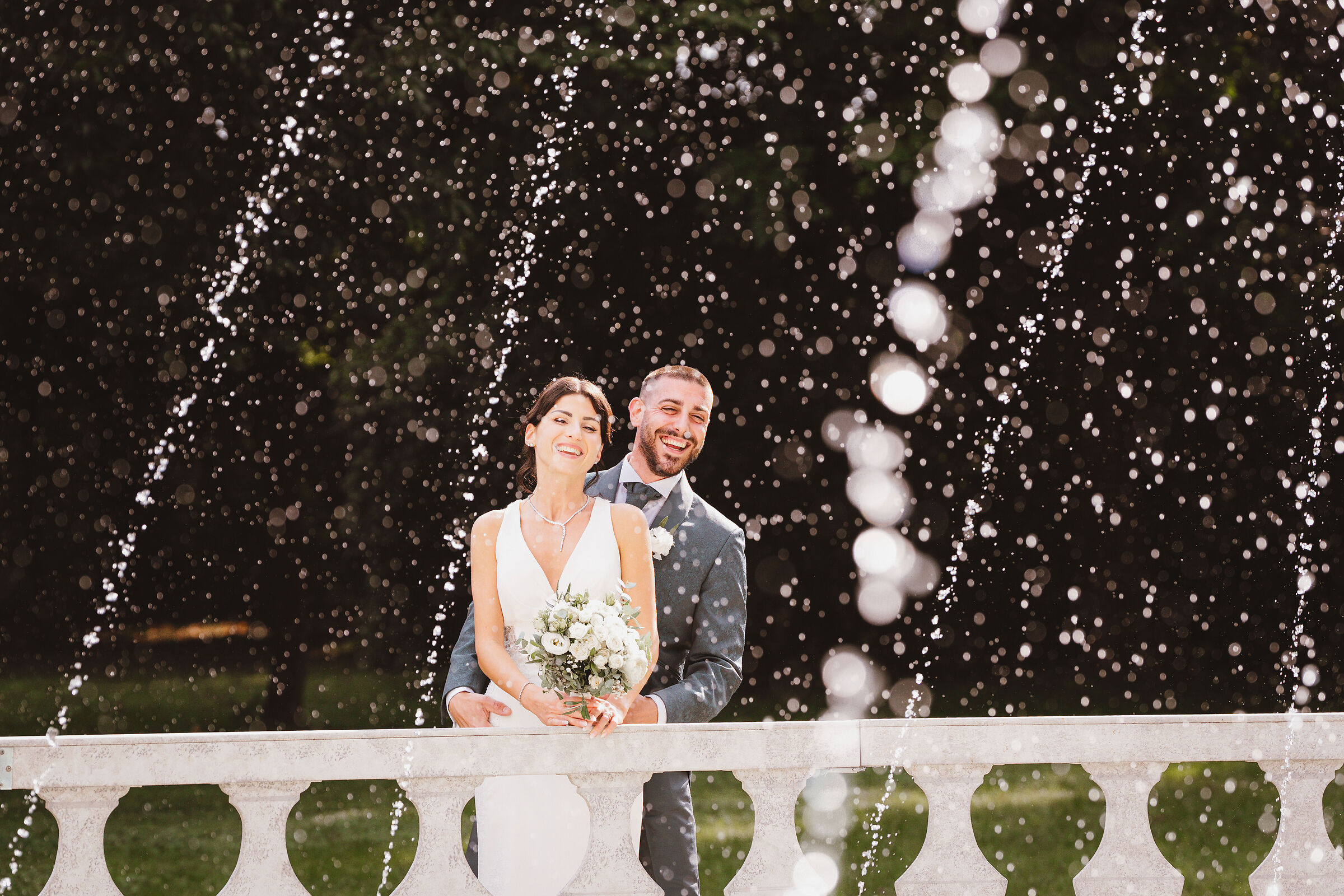 In the middle of the fountain