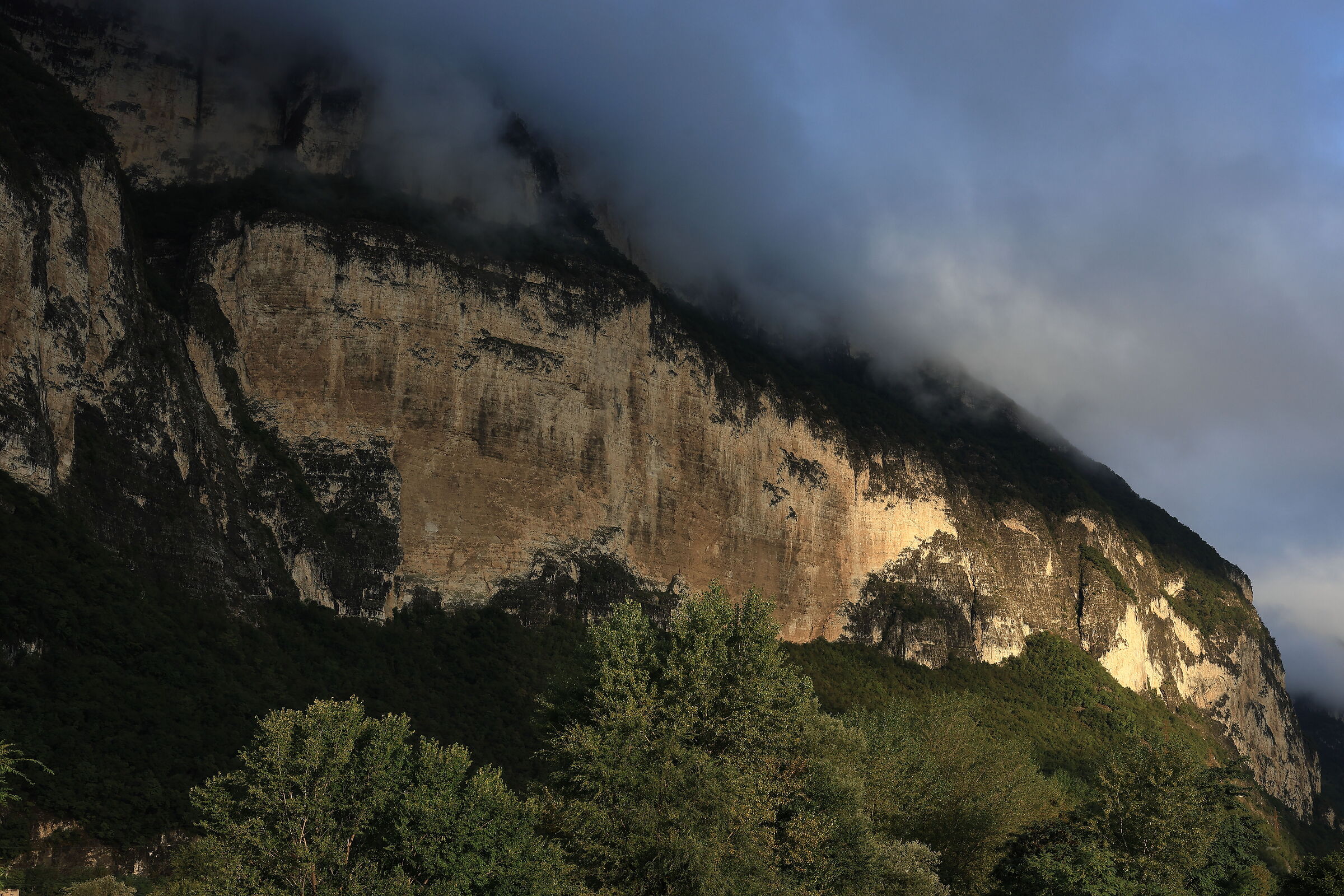 Wall illuminated by the first morning sun