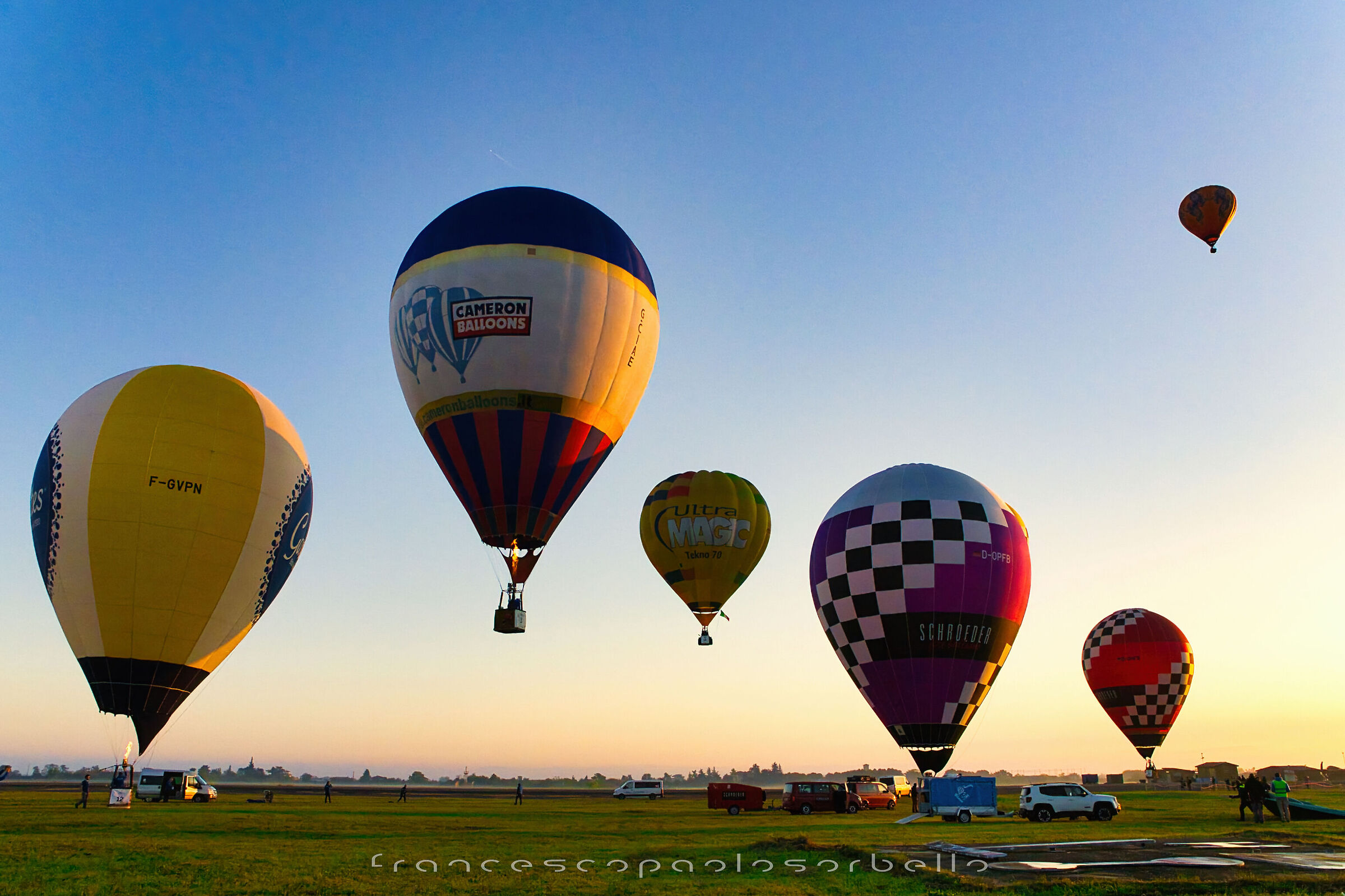 Hot air balloons in flight
