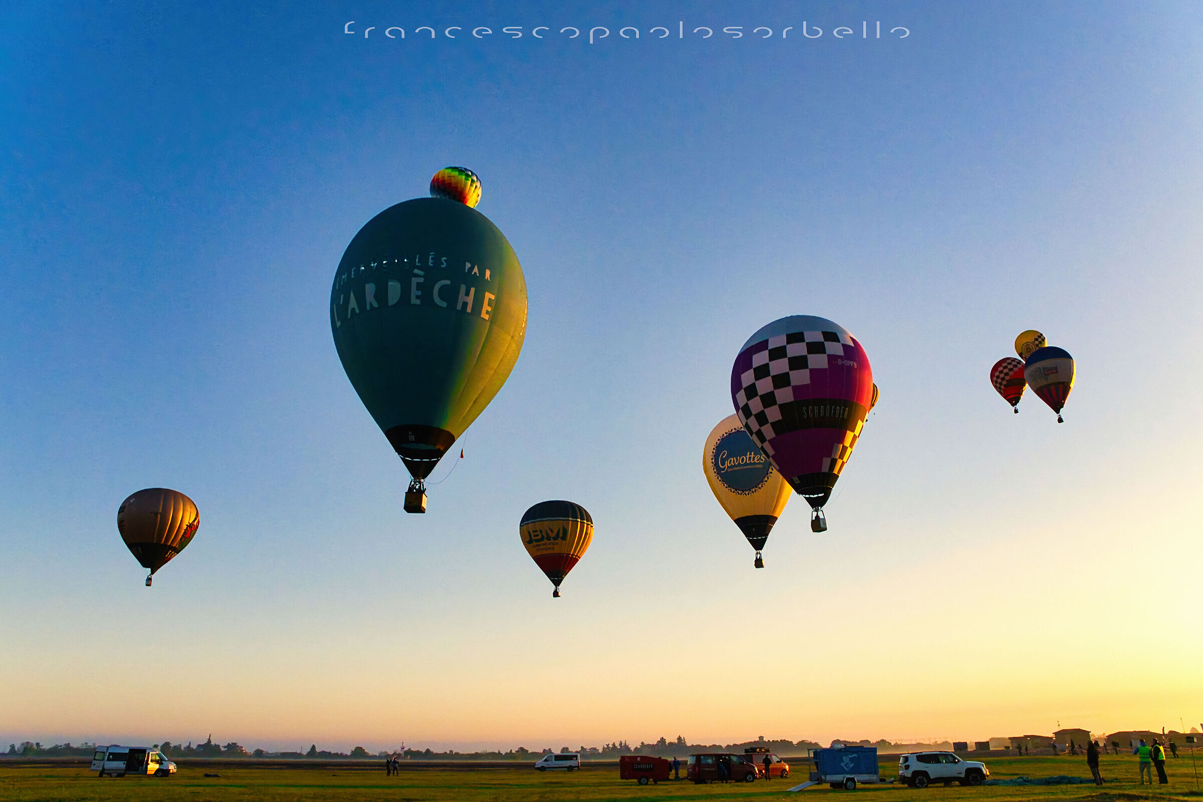 Hot air balloons in flight
