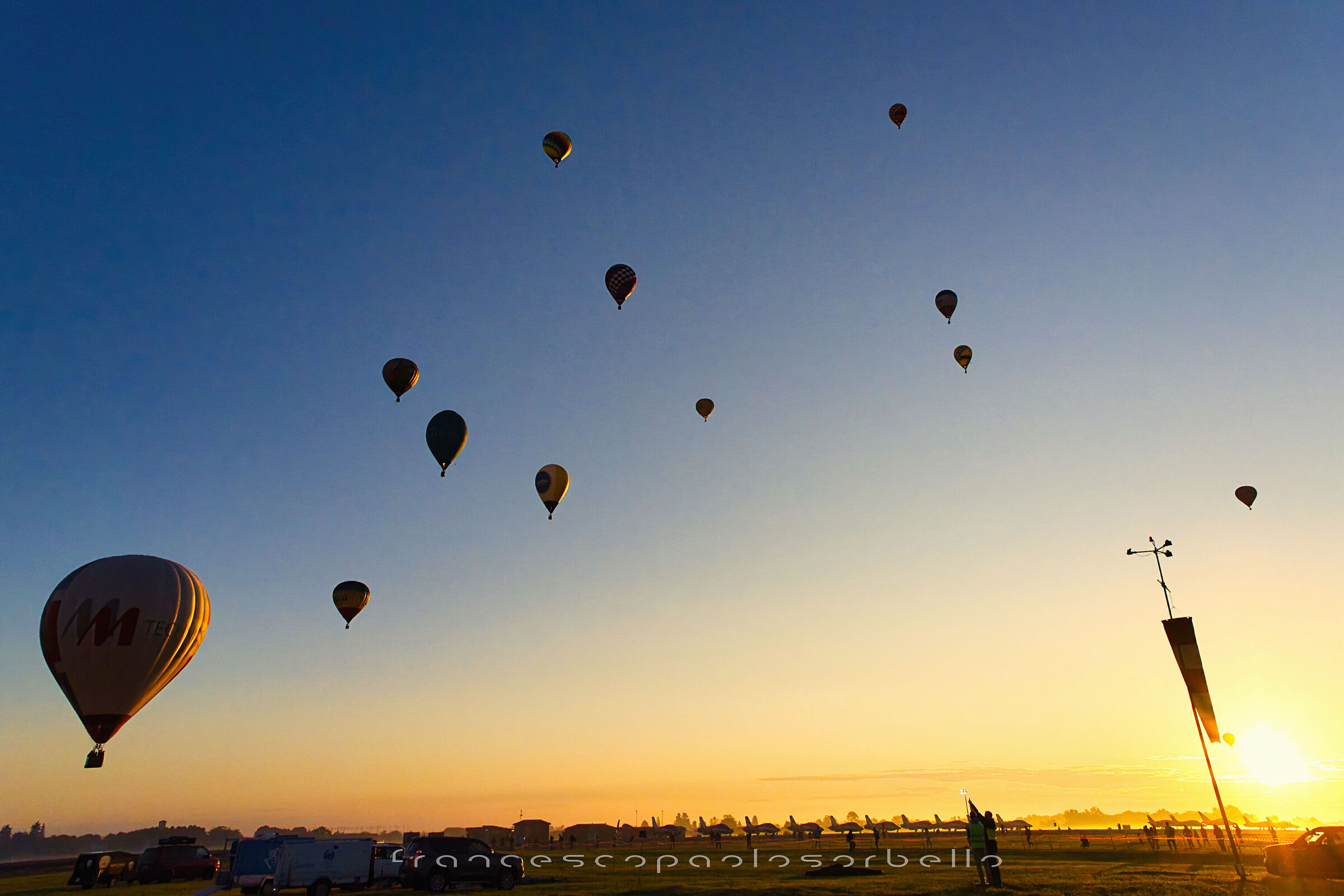 Hot air balloons in flight