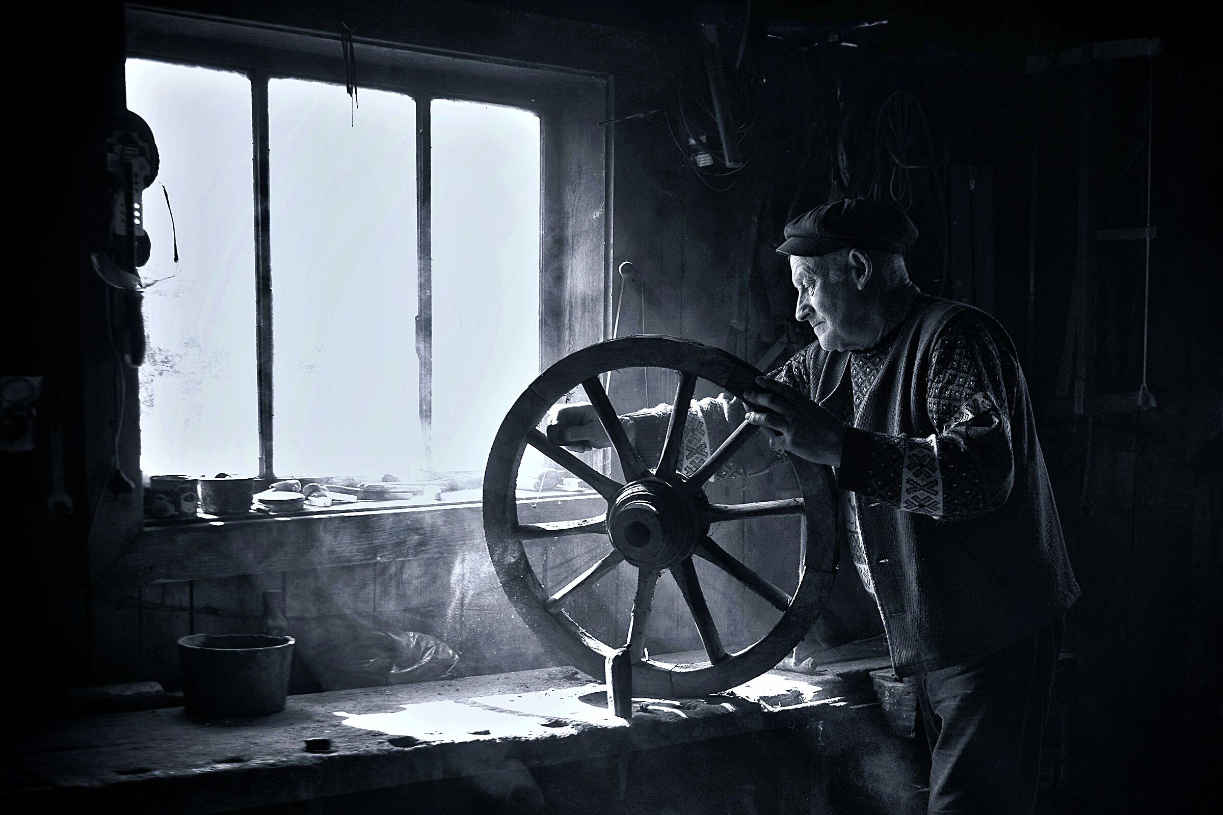In the wheelwright's workshop