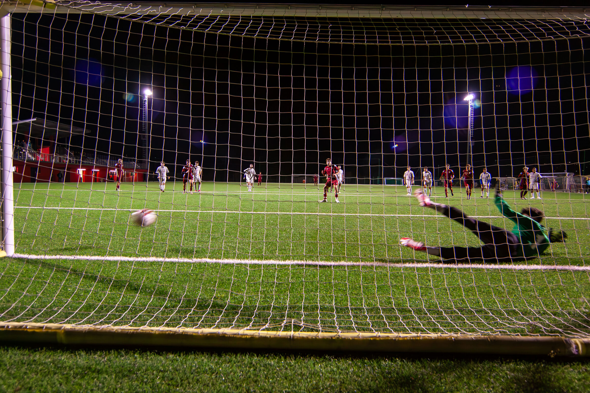 Goalkeeper on one side, ball on the other...