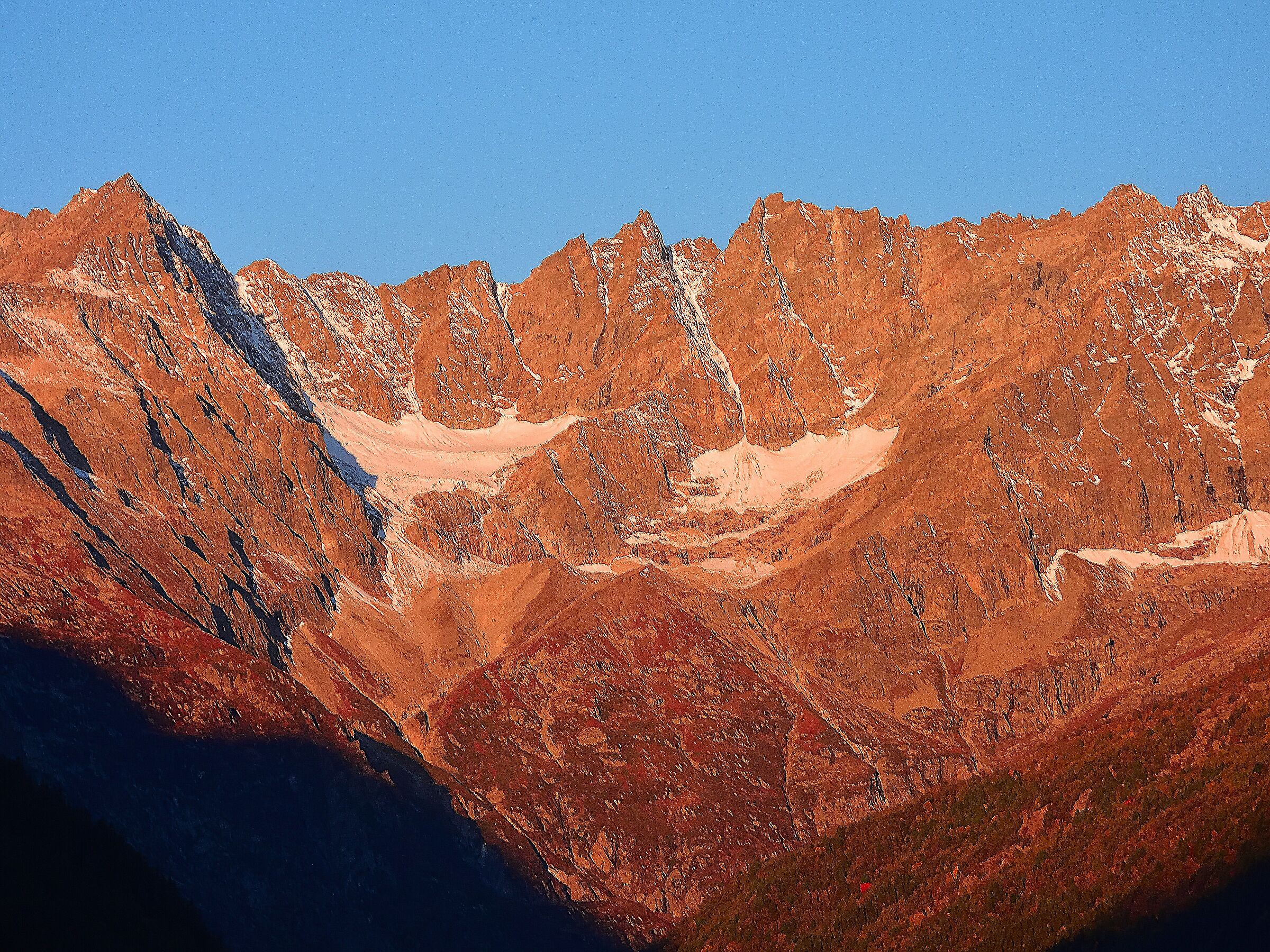 At first light the two Mulinet Glaciers...
