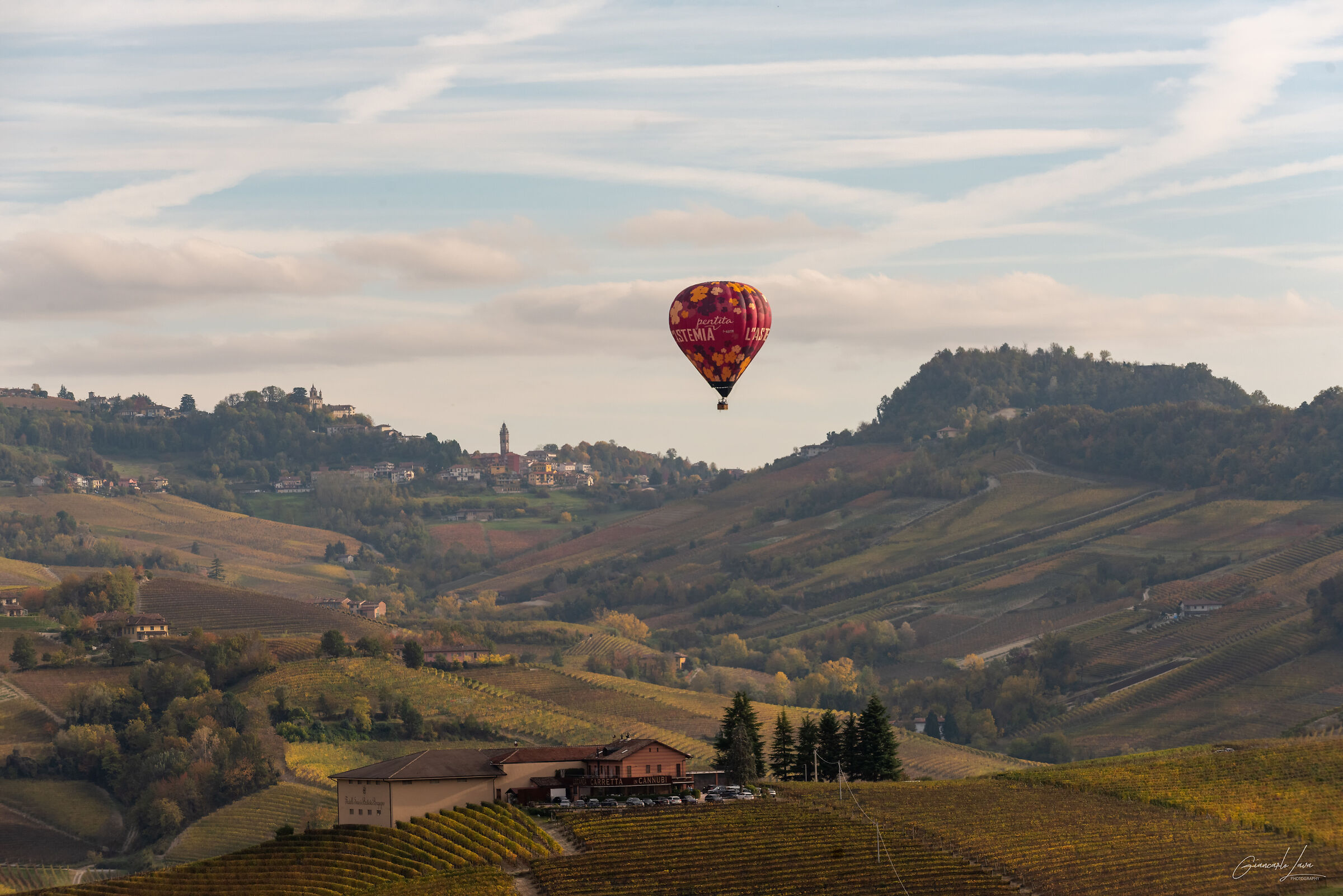 Flying over the lands of Barolo ..