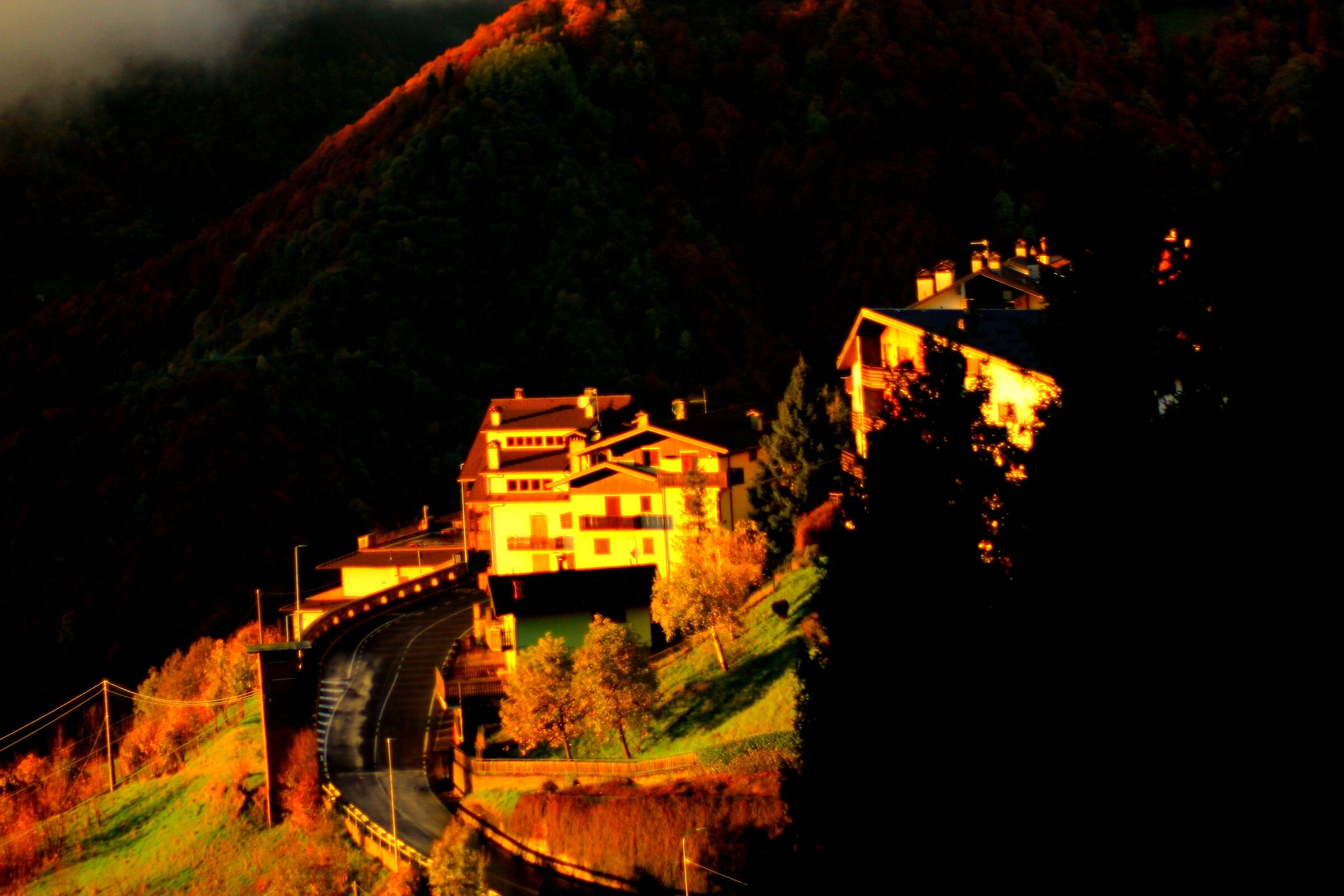 Lights on autumn landscape