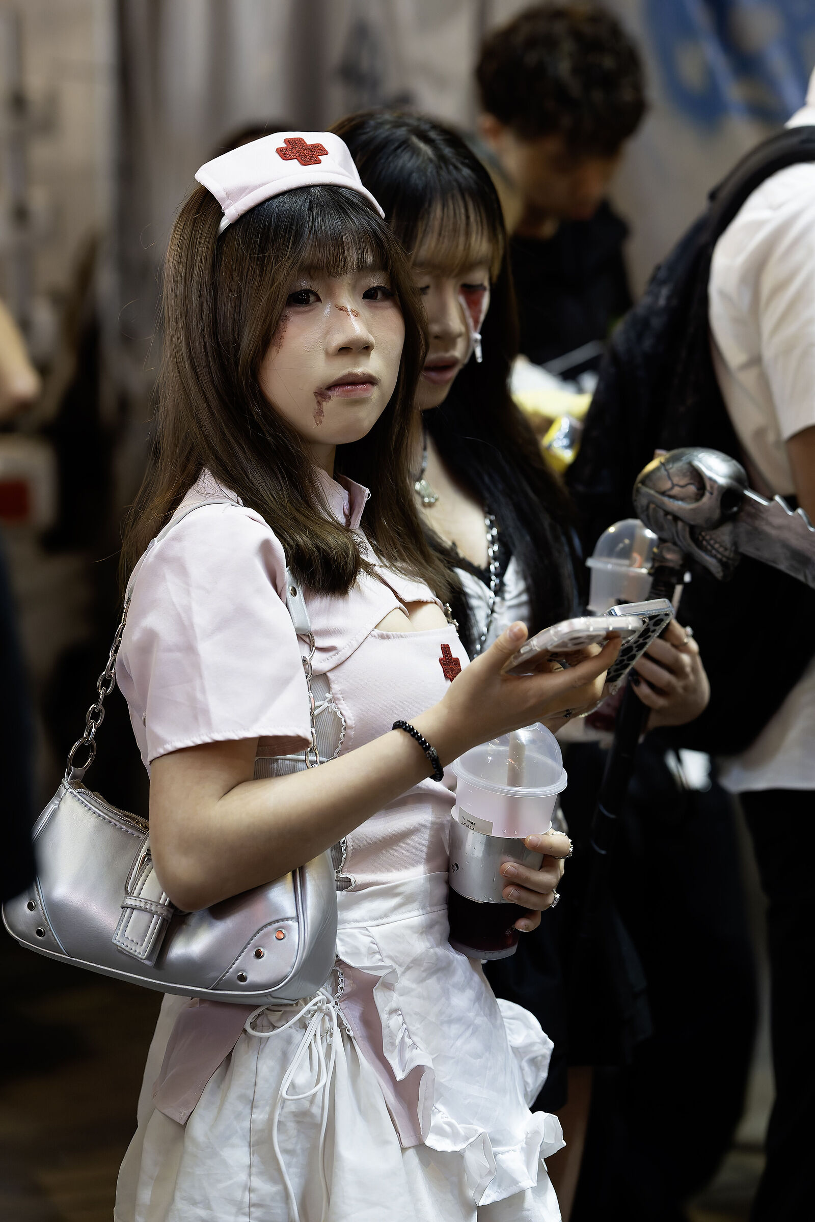 Cute girl with nurse Hallowen dress