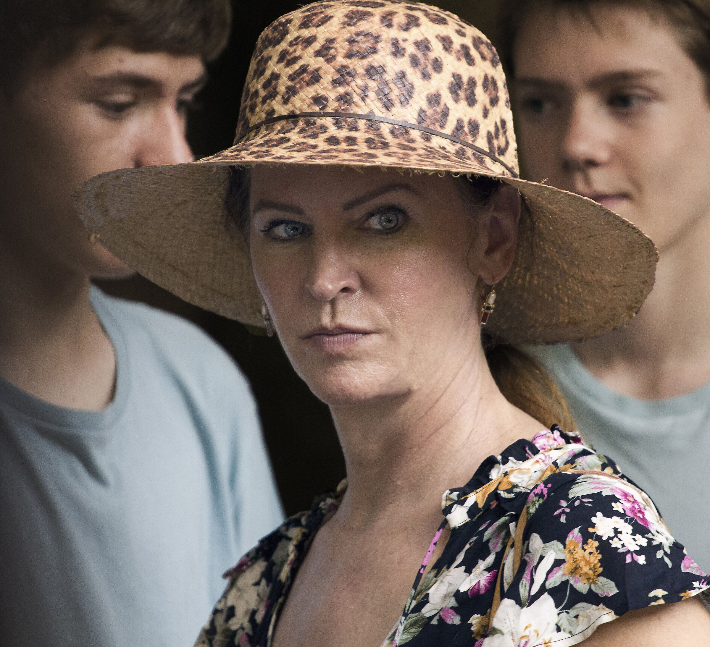 Mom with her children behind her