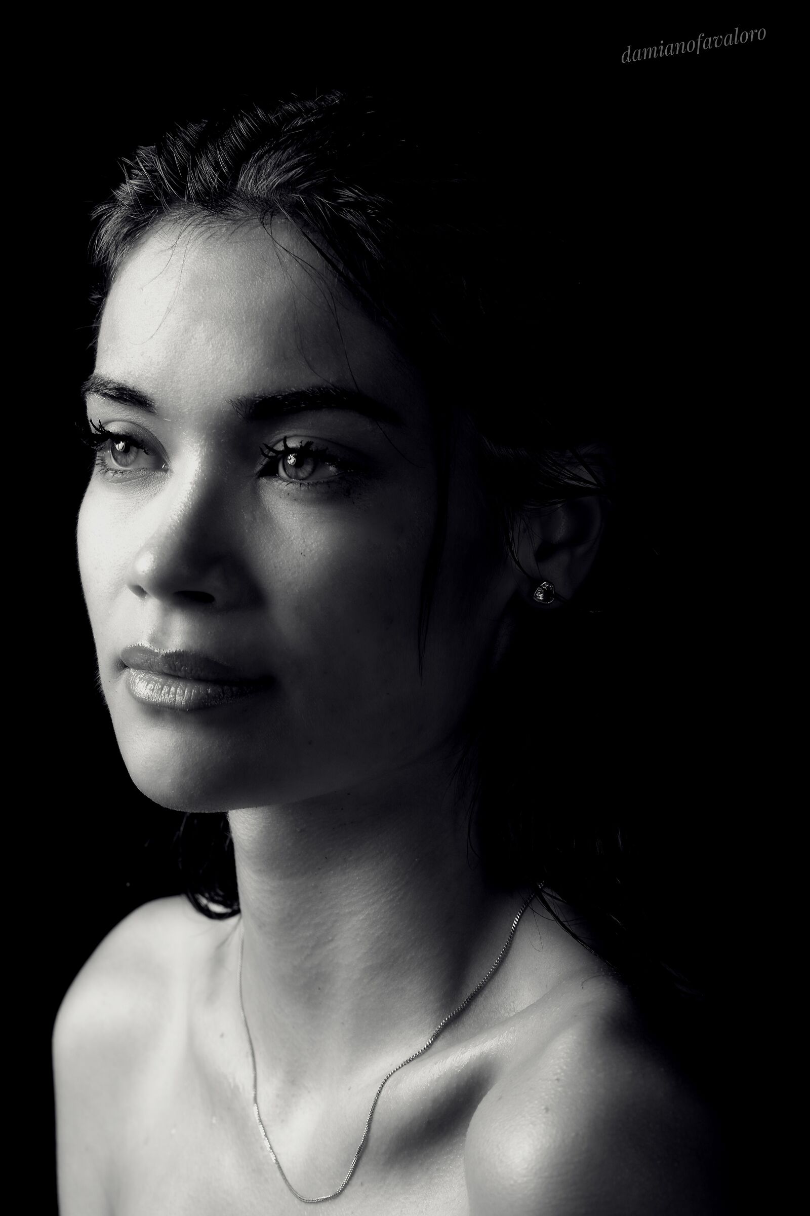 An intense gaze, made eternal by black and white.