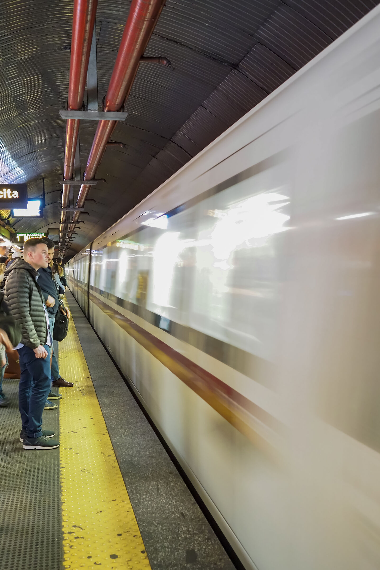 at the metro station