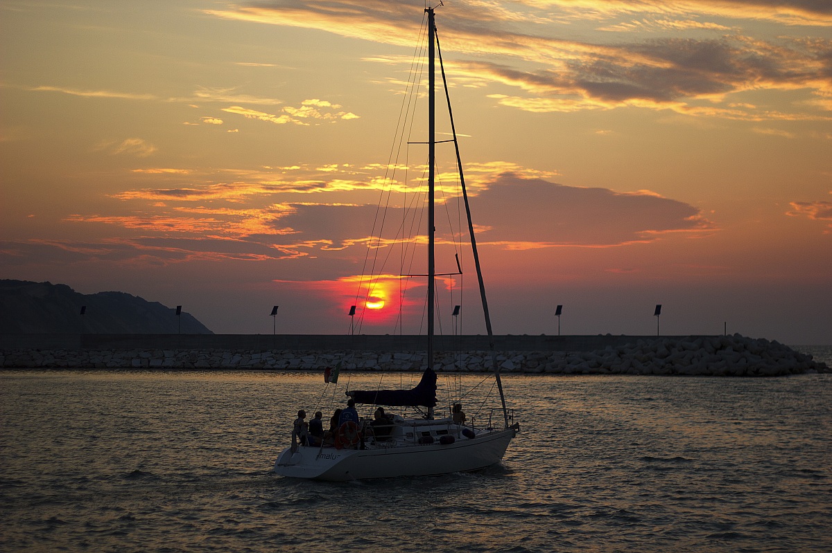 Sunset at the port of Pesaro