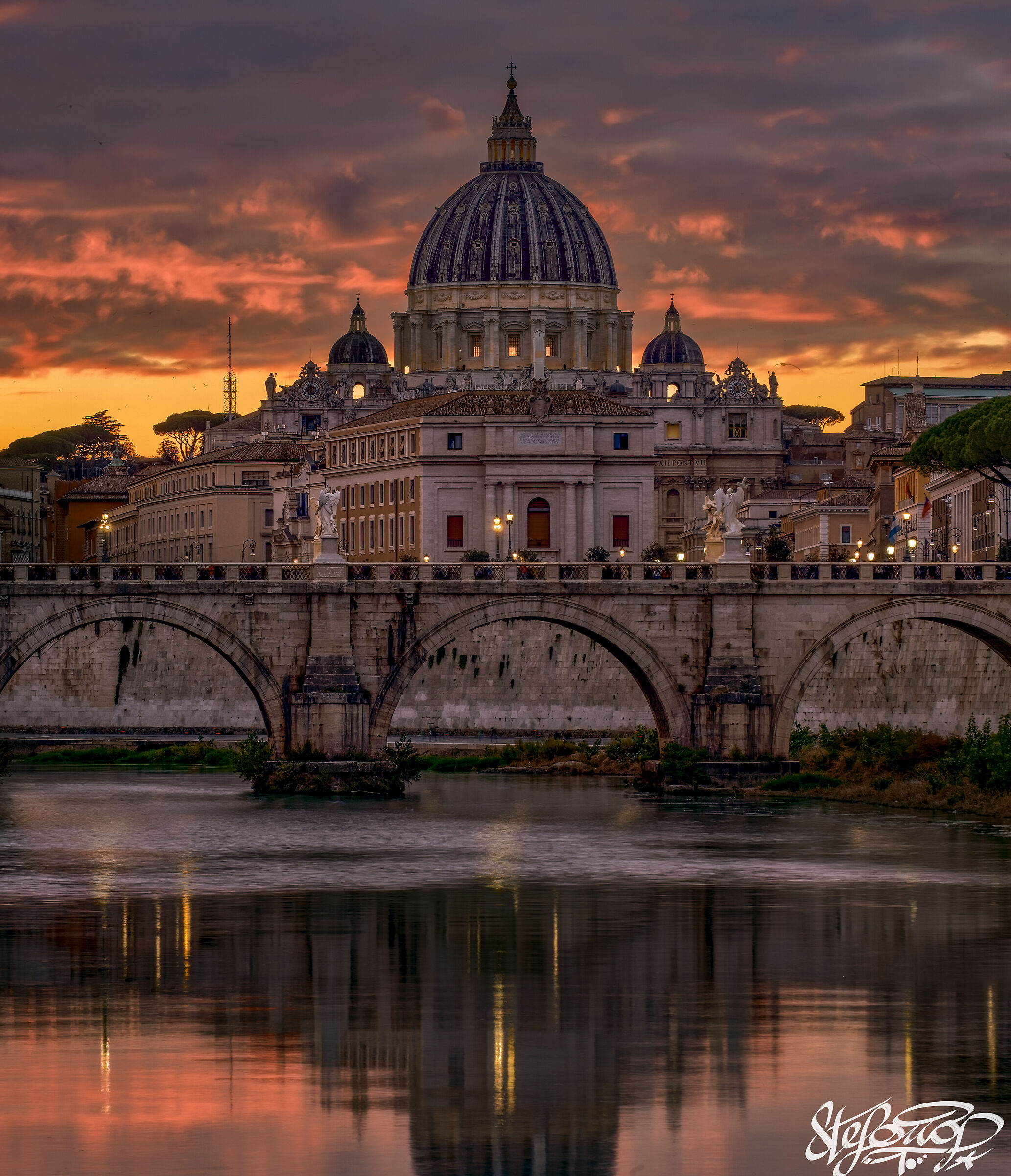 Sunset on November 9, 2025 Along the Tiber Tor di Nona