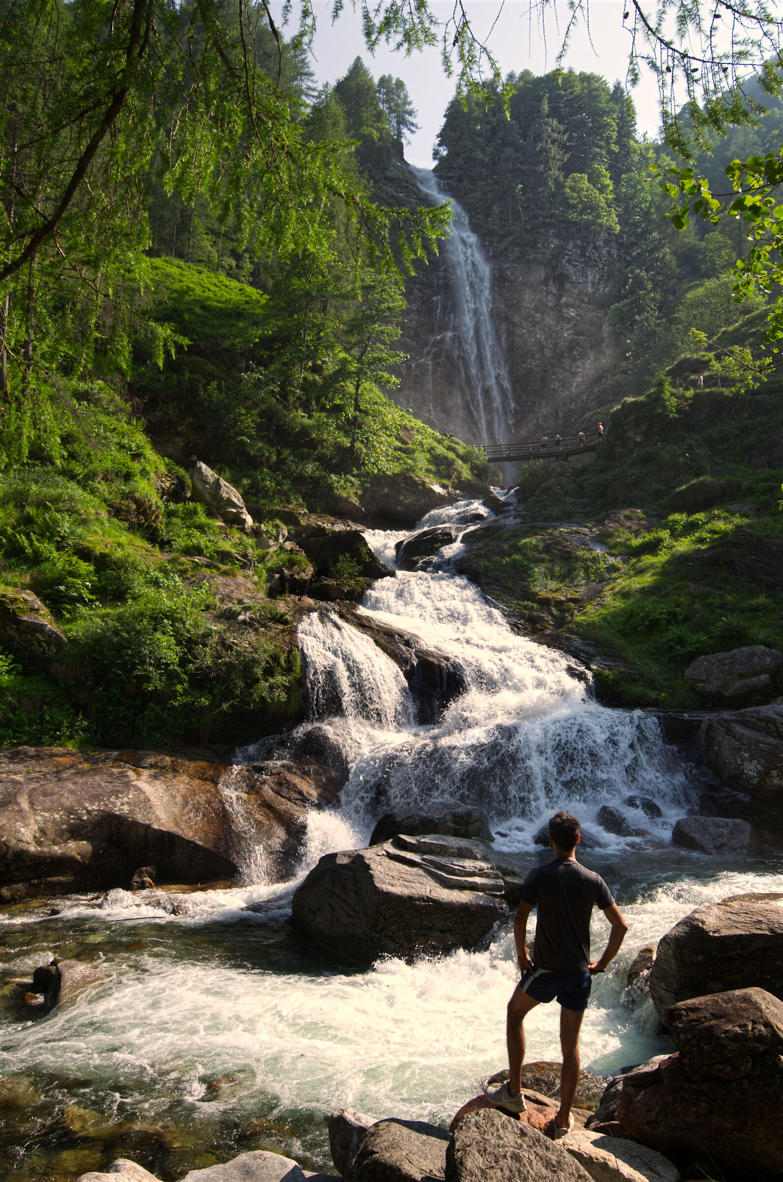 A stunning waterfall in Switzerland summer 2025