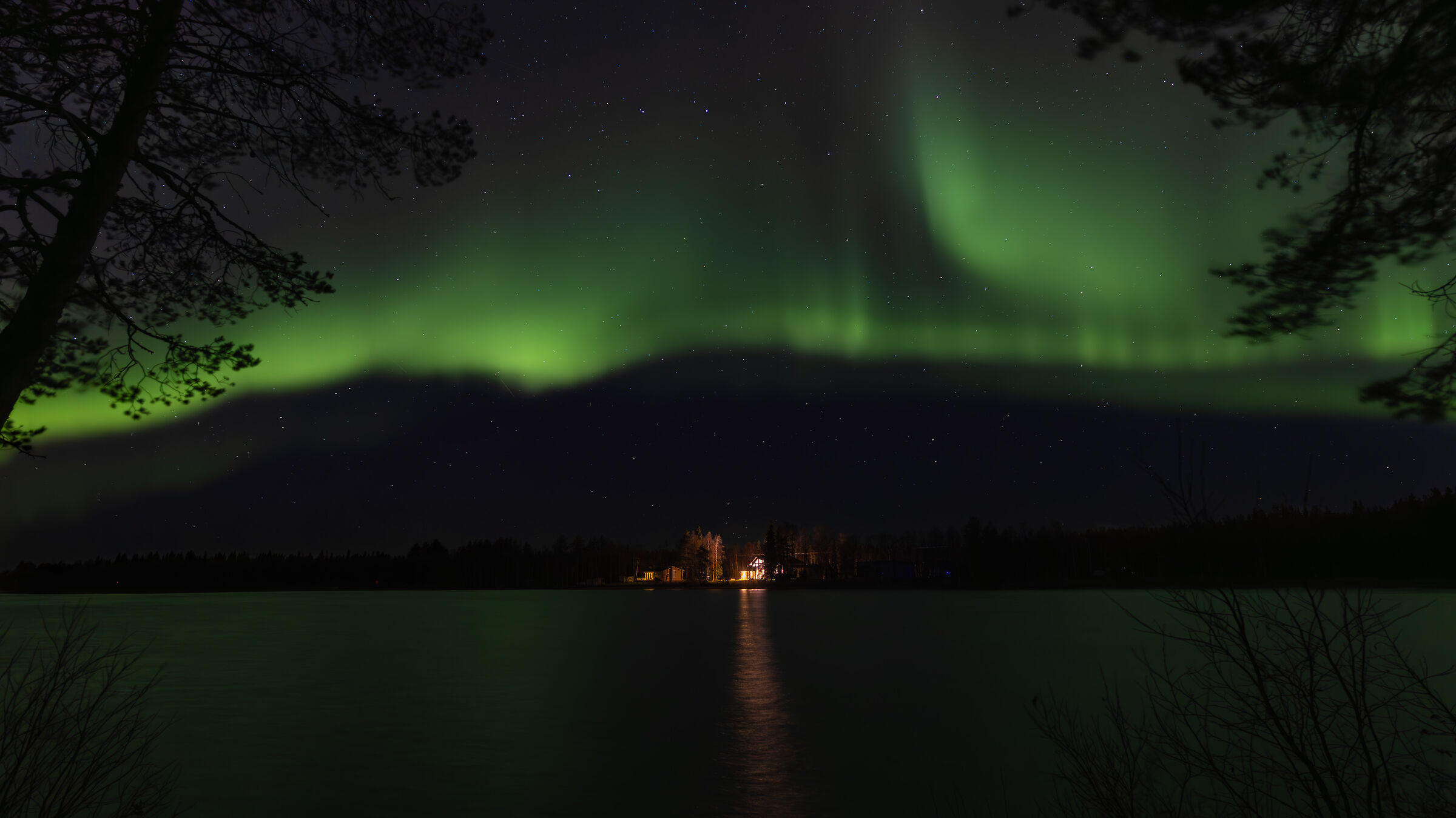 Northern Lights from Norvajarvi Lake