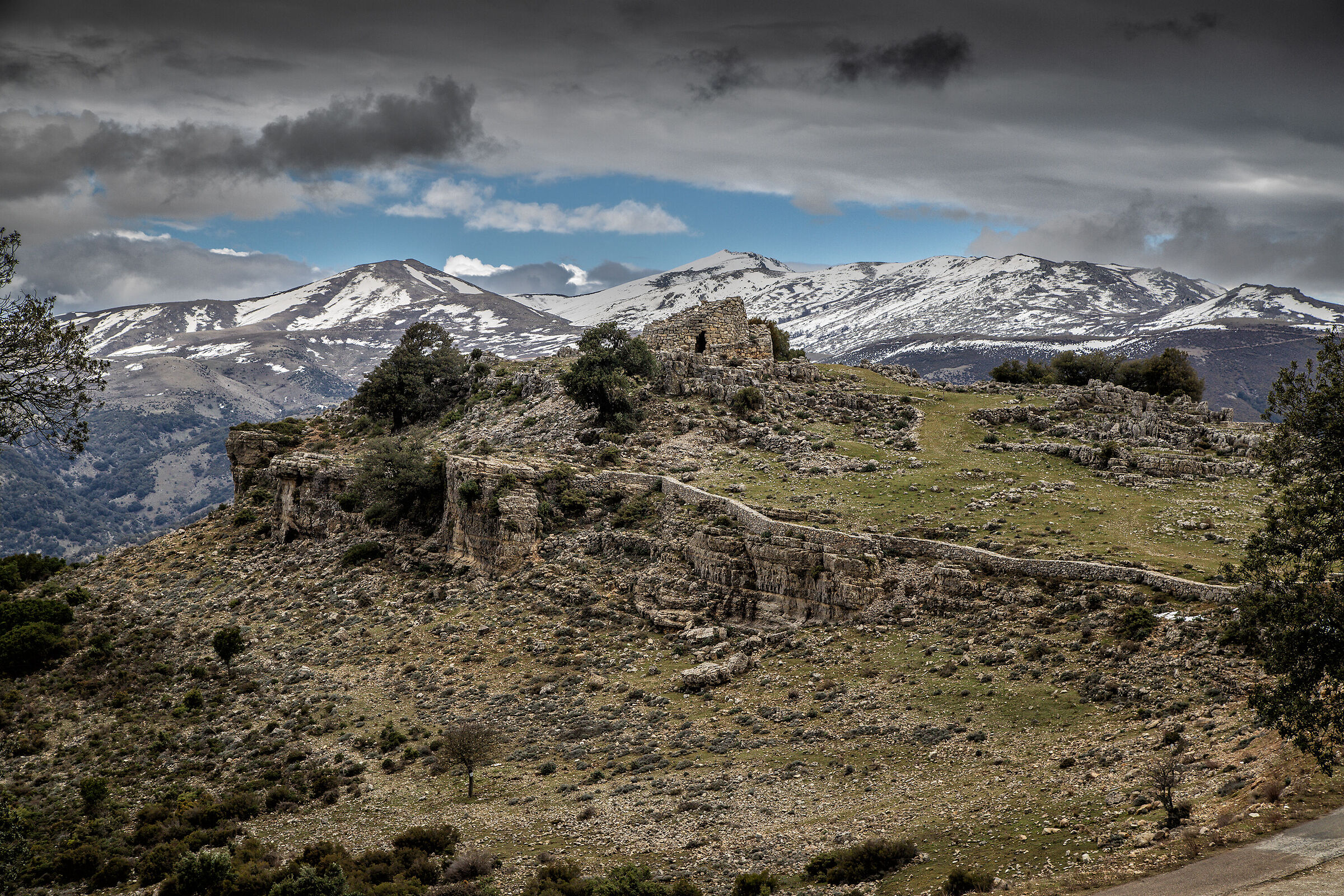 Nuraghe Ardasai and Gennargentu background