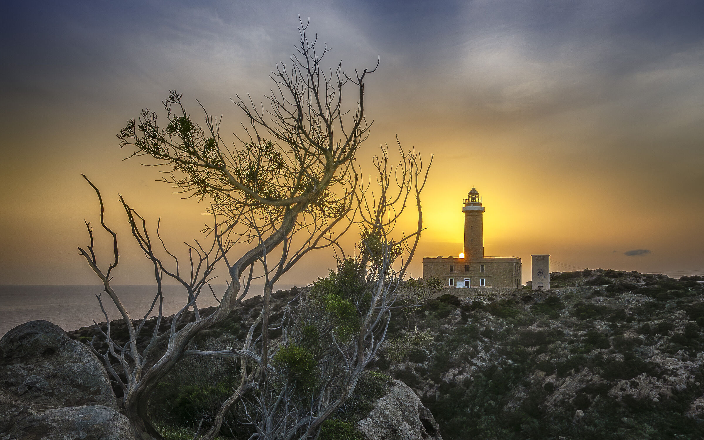 Capo Sandalo lighthouse at sunset